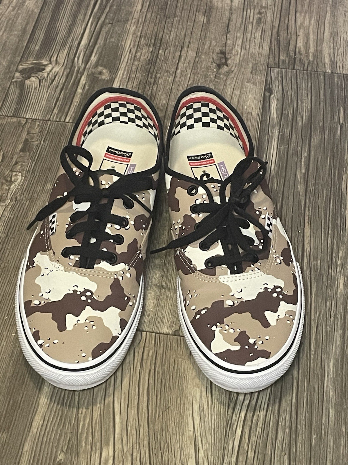 VANS Customs Authentic Skate Shoe Featuring Unique Camo Pattern and PopCush