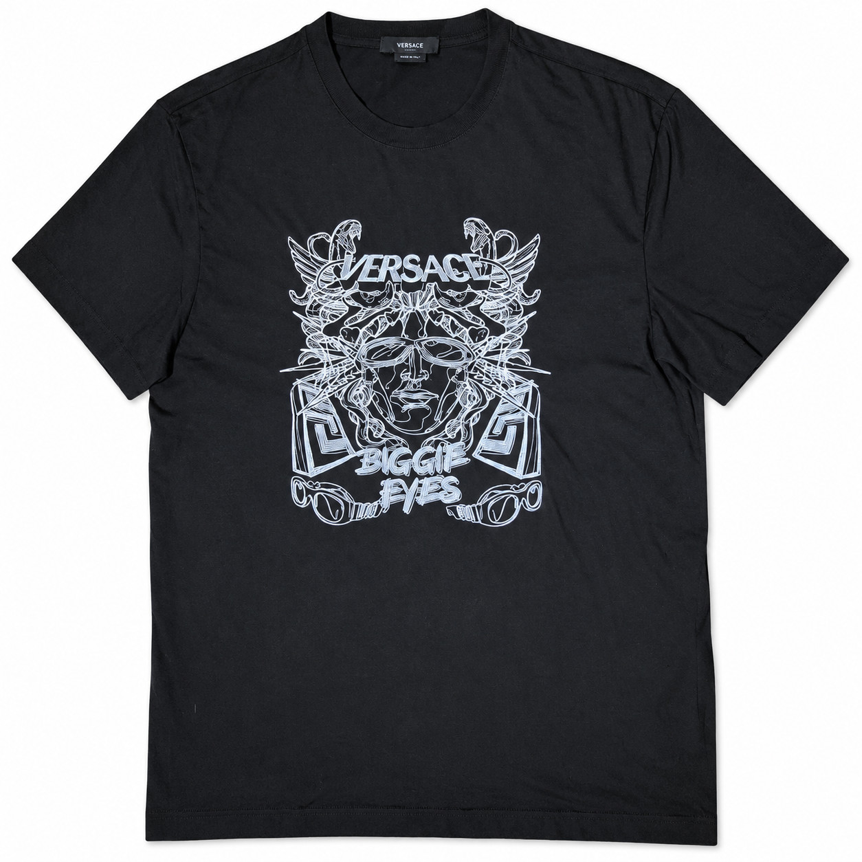 Authentic Versace Biggie Eyes Embroidery Medusa Sunglasses Tee Size Large L