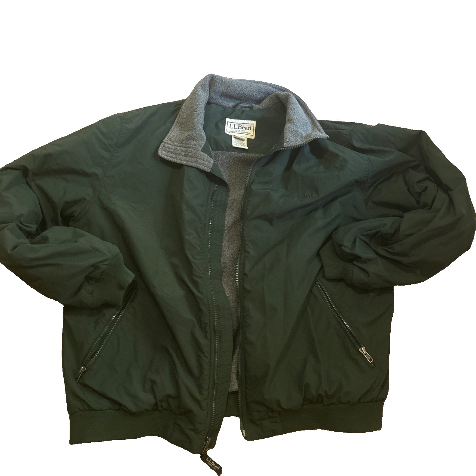 Vintage LL Bean Jacket Mens Size XL Green Warm Up Fleece Lined Bomber 90\'s