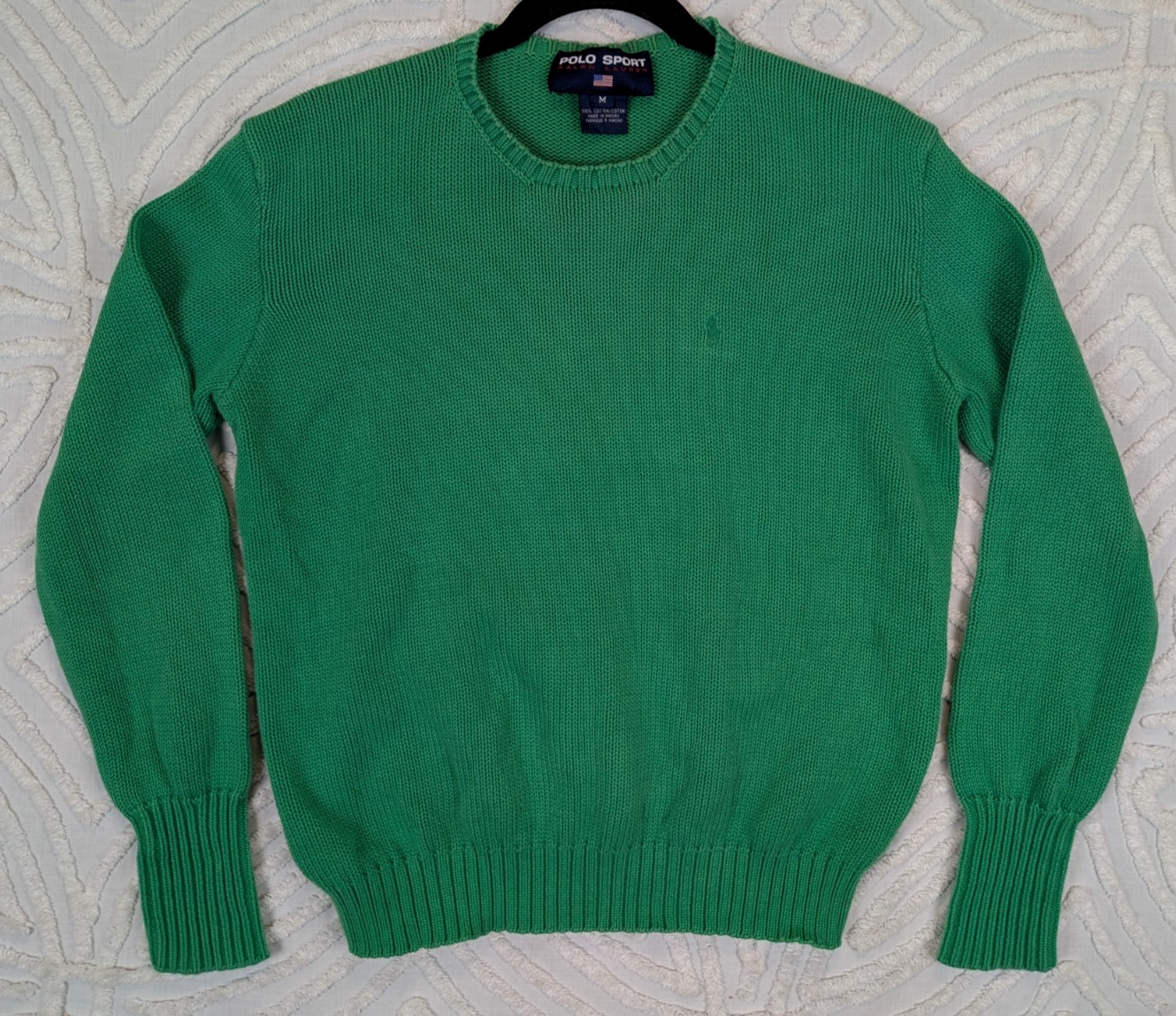 True VTG Polo Sport Ralph Lauren Womens Crewneck Sweater MACAU Pony Logo 90s Y2K