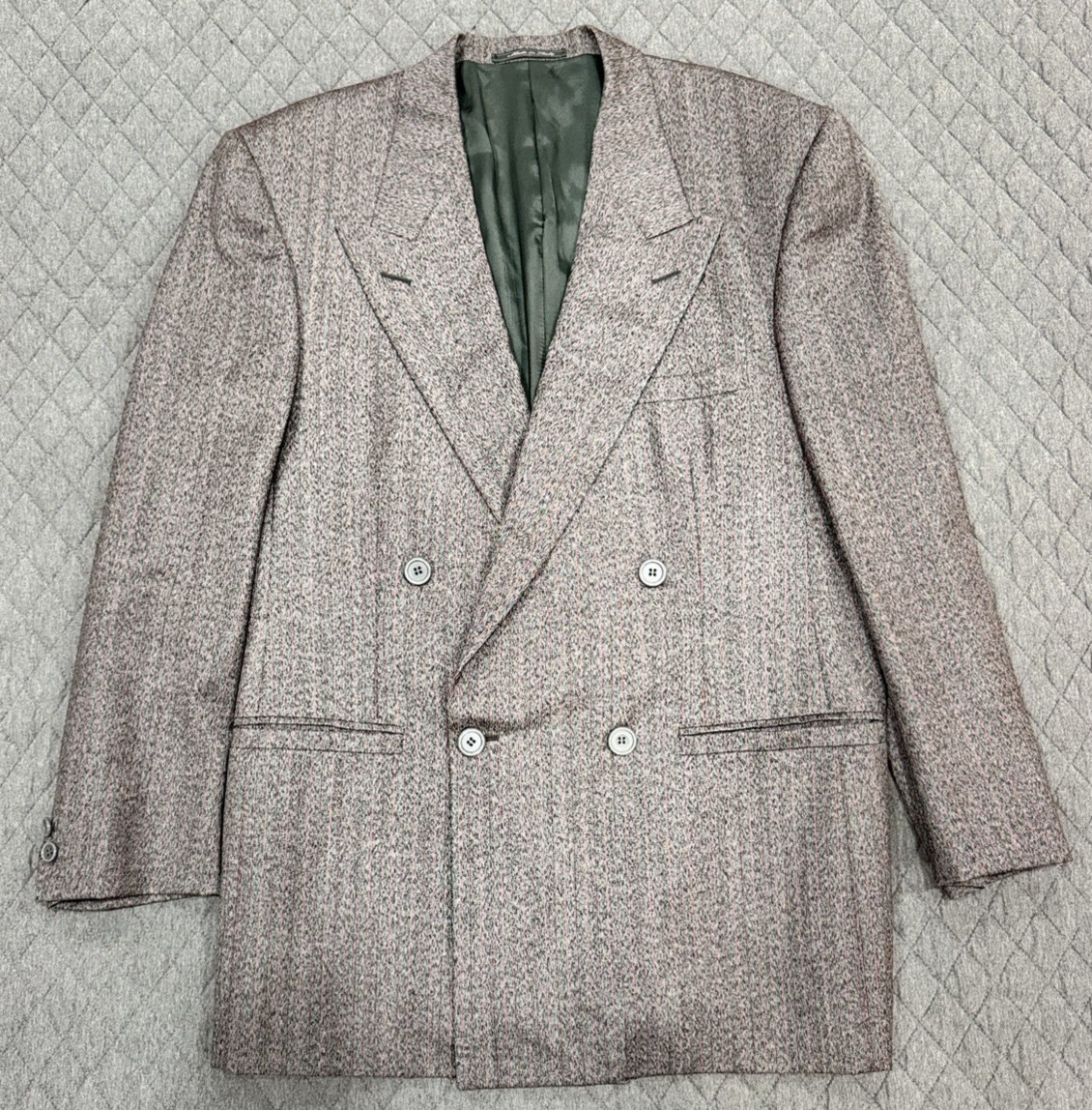 VTG 1988-93 Gianni Versace Double Breasted Herringbone Pinstripe Blazer 40R 50IT