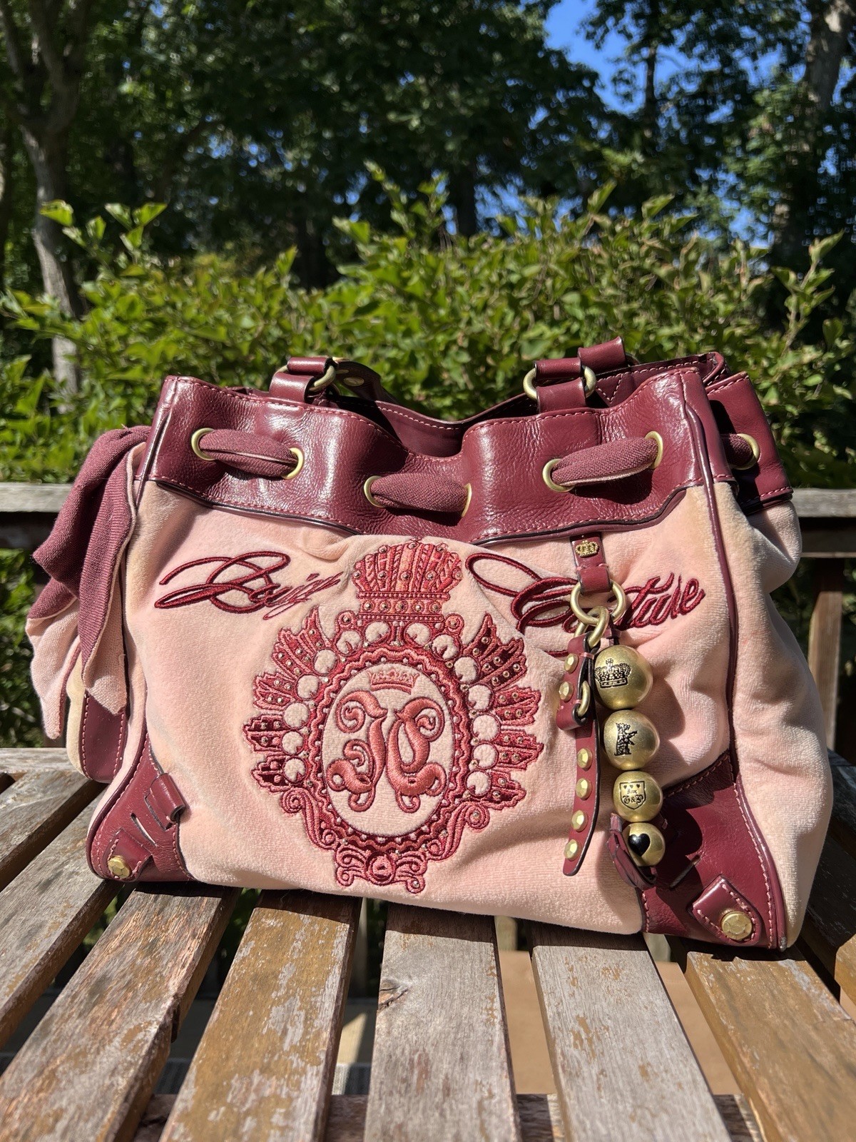 Vintage Y2K Juicy Couture Daydreamer Tote Bag Pink/Burgundy 2000s