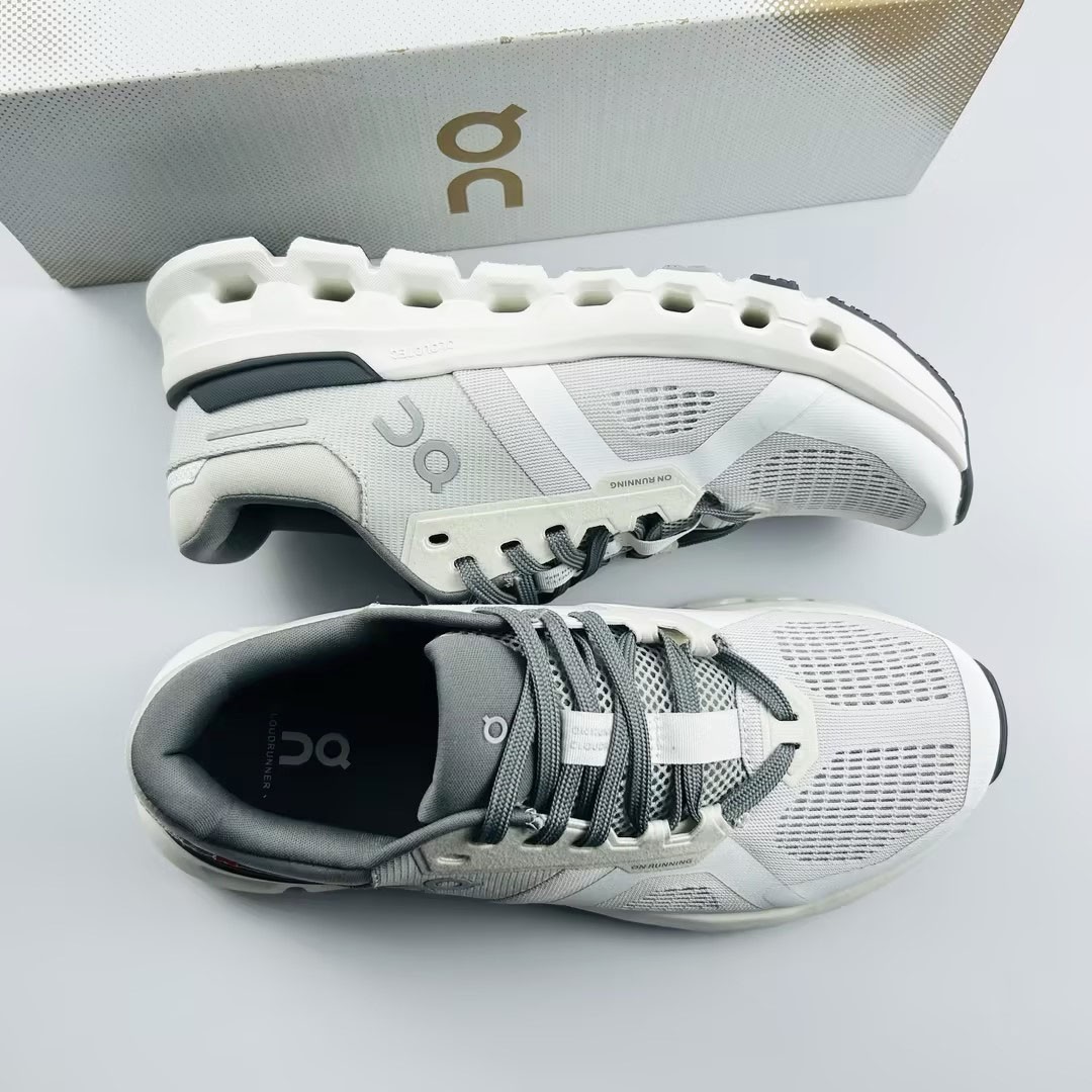 On Cloudrunner 2 Women’s Frost White Lace Up Breathable Running Shoes Size 6-9.5