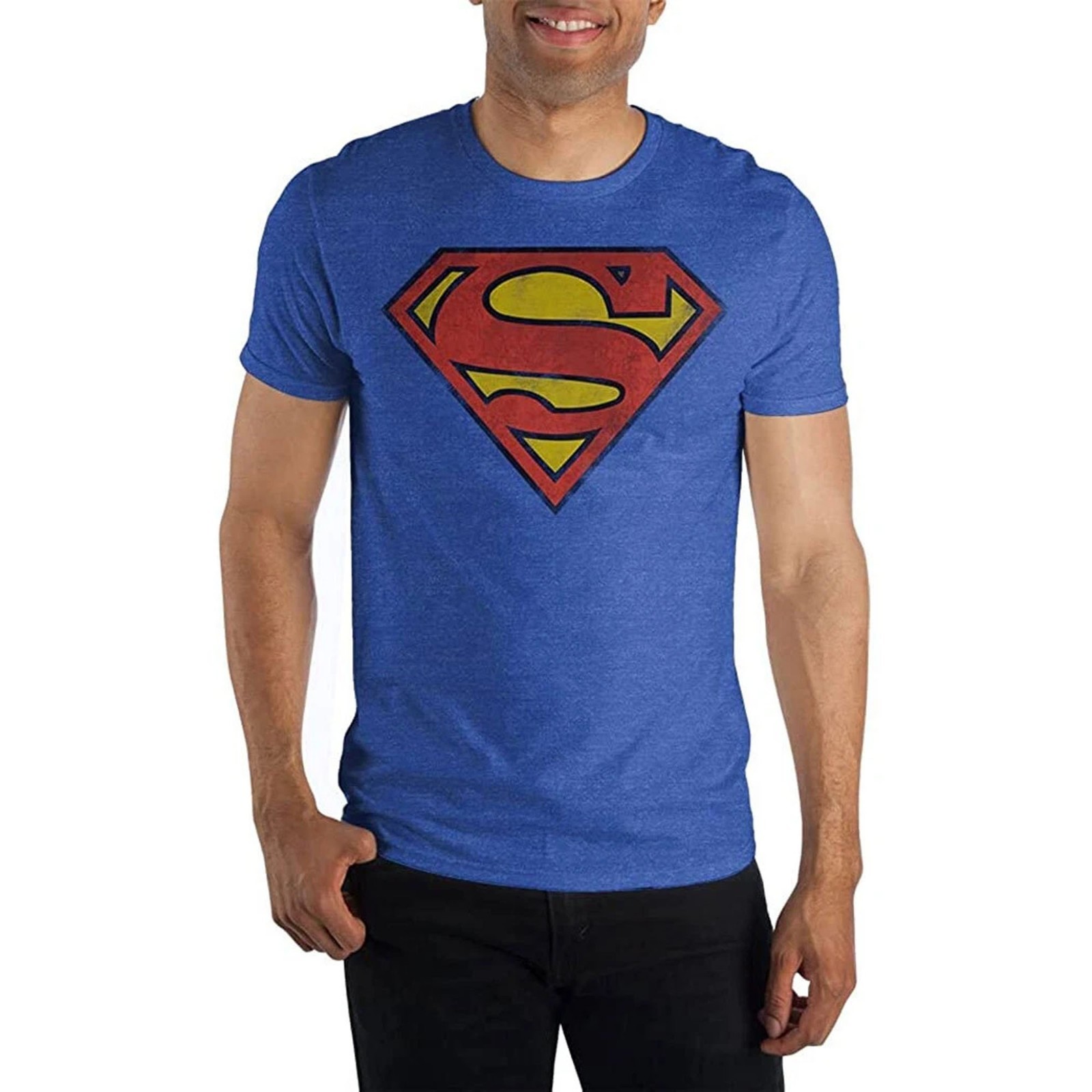 DC Comics Superman Classic Logo Distressed T-Shirt S-5XL FREESHIPS 