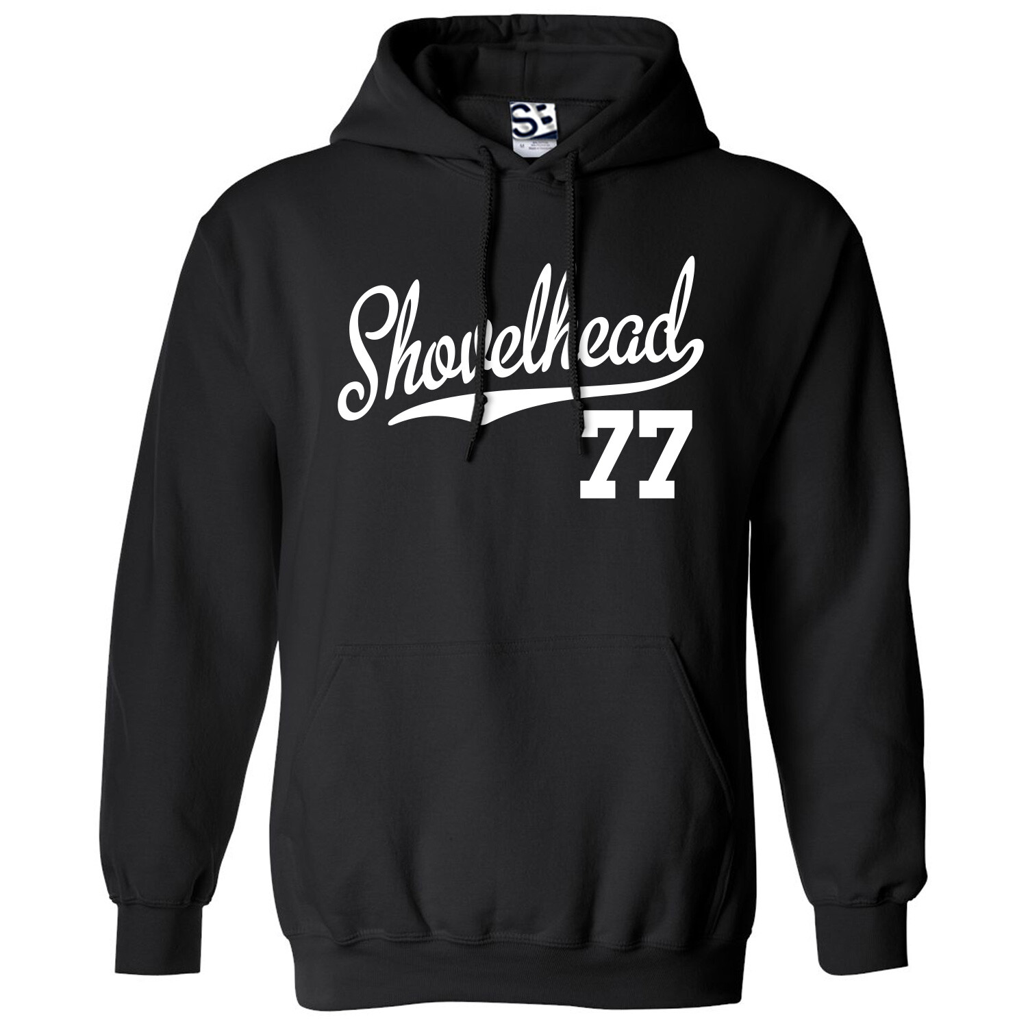 Shovelhead 77 Script HOODIE | 1977 FLH Bobber Chopper Jersey Hooded Sweatshirt