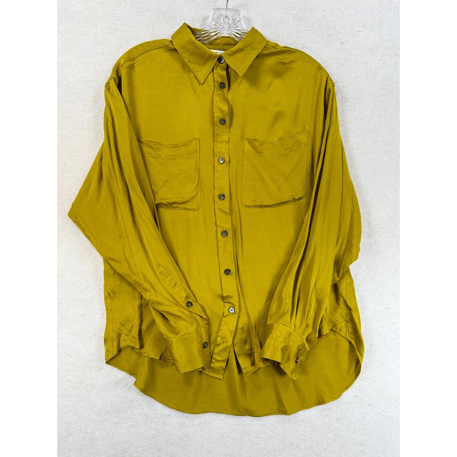 Zara Mustard Yellow Oversized Button Down Shirt Blouse Long Sleeve Small