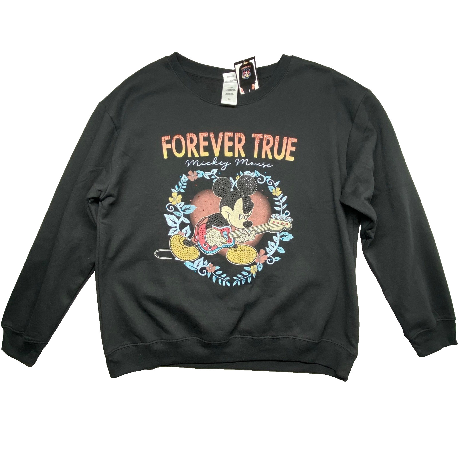Disney Mickey Mouse Forever True Graphic Sweatshirt Women\'s Plus XXL Black