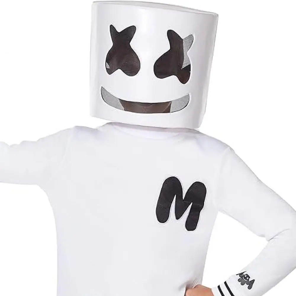 LED Halloween Glowing Head Cover Neon DJ Marshmallow Mask Party Costume Headgear