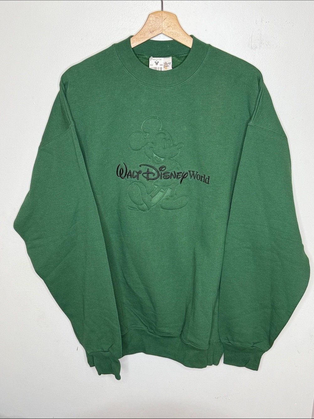 Deadstock Vintage y2k Disney Forest Green Mickey Embossed Crewneck Sweatshirt