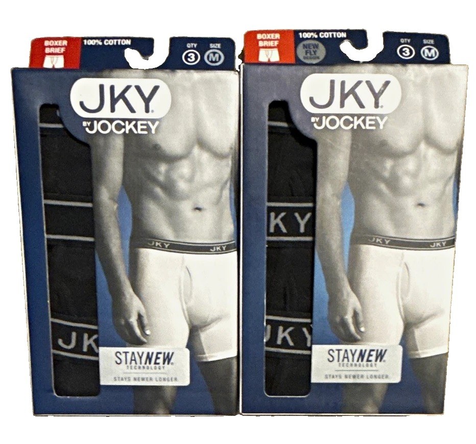 JKY by Jockey Men\'s Boxer Briefs 100% Cotton Medium 2016 (6 Pairs / 2 Boxes)