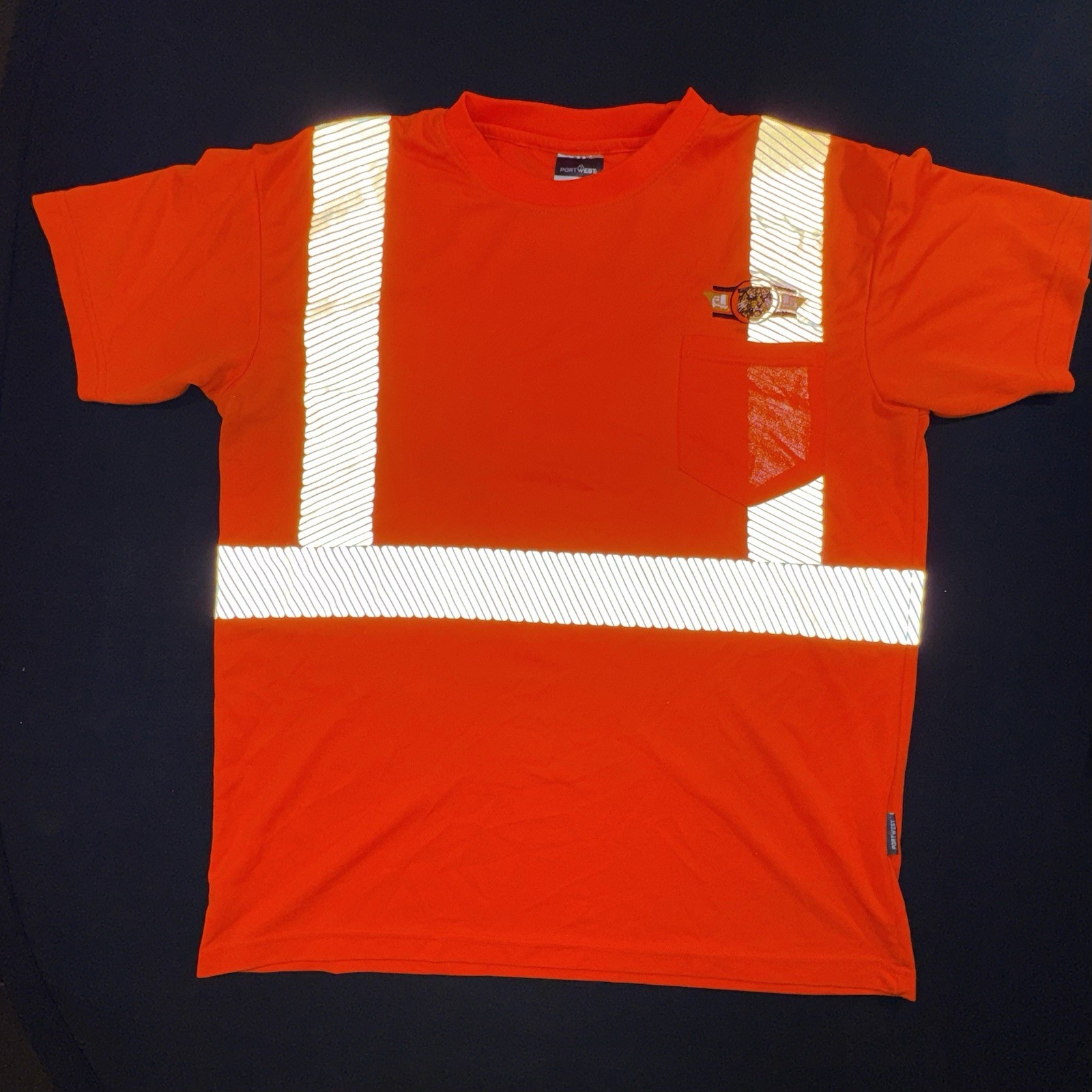 PortWest Austin Men’s L Short Sleeved Pocket T-Shirt w/ Reflective Tape S194
