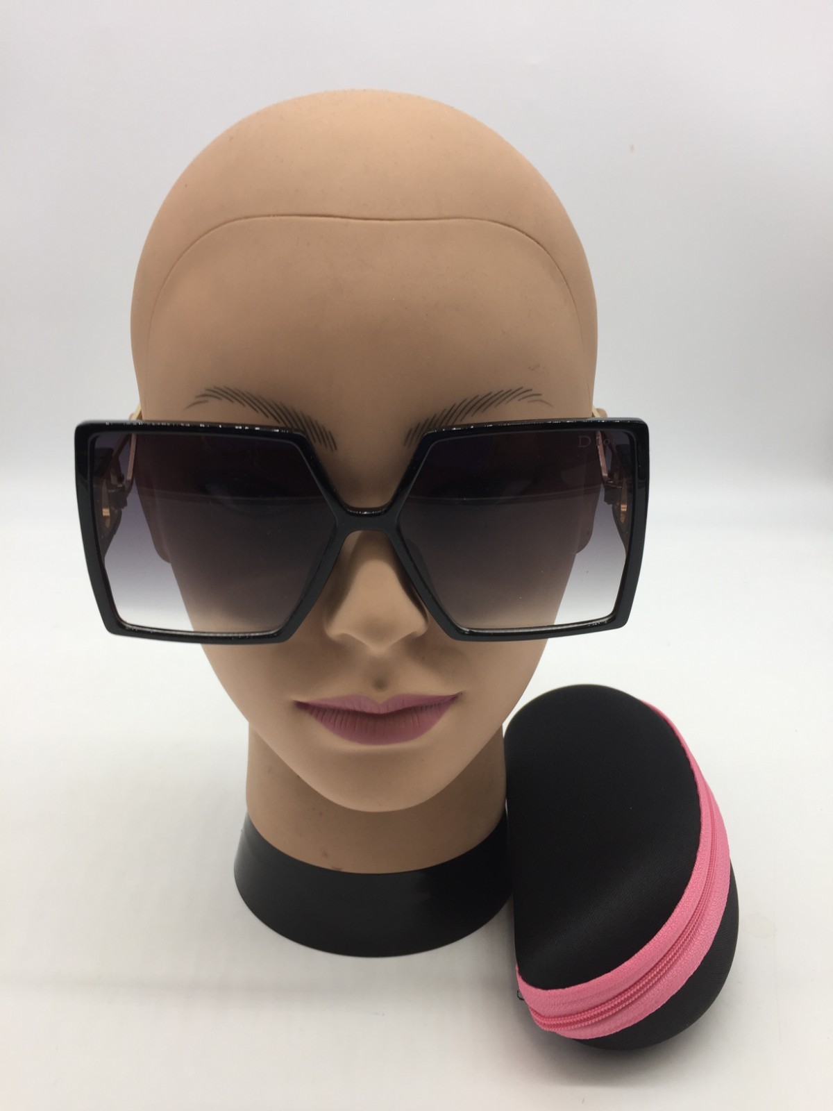 Dior Women\'s Square Oversized Black Trendy Sunglasses 62-17-142 Grey Lenses