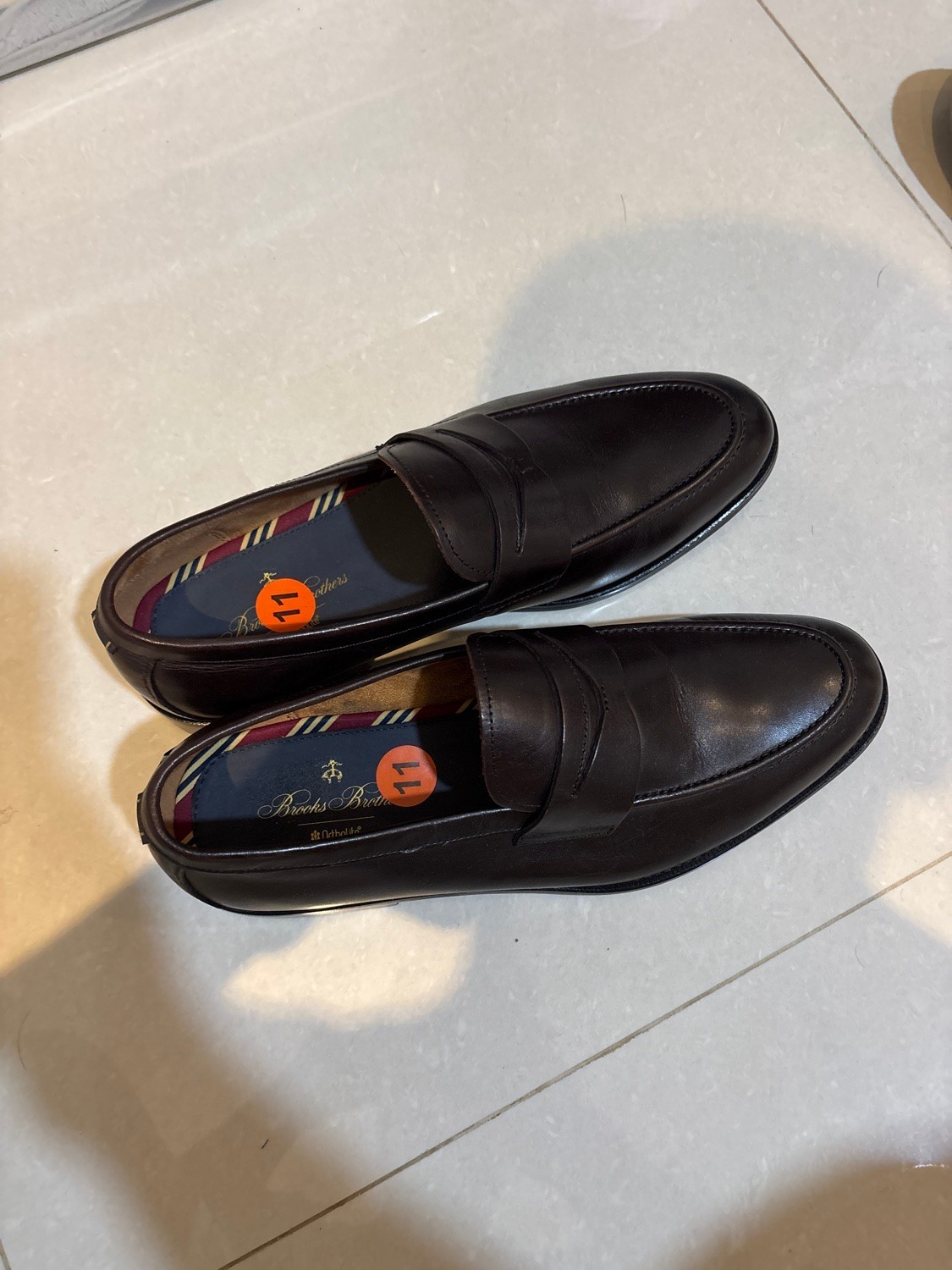 Brooks Brothers Penny Loafer Mens 11 Dark Brown Leather Slip On Ortholite