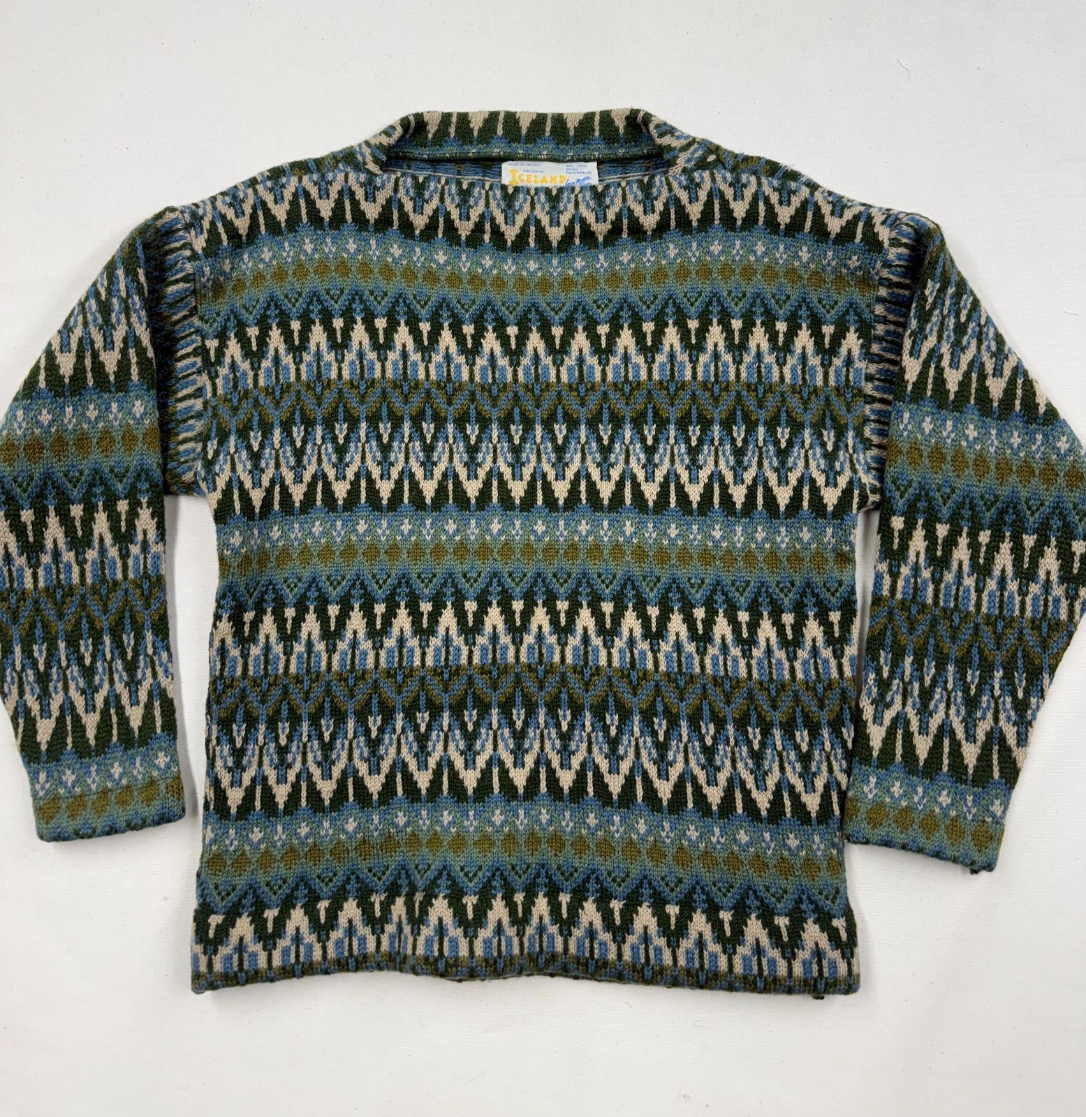 Vintage 1960s Hans Heitsch Sweden 100% Lambswool Nordic Knit Sweater Iceland