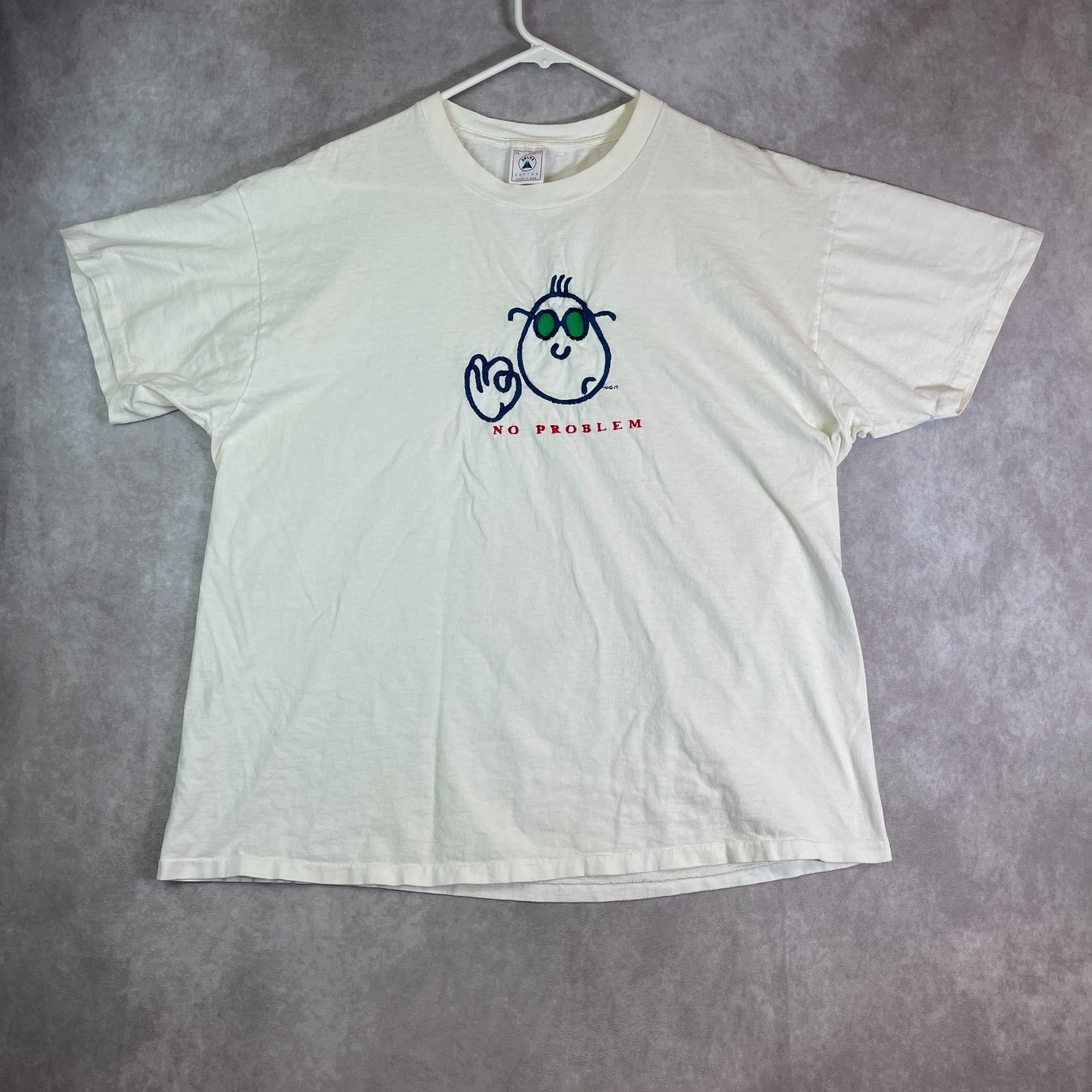 VINTAGE No Problem Shirt Adult XL White Cartoon Tee 90s Single Stitch USA 90s