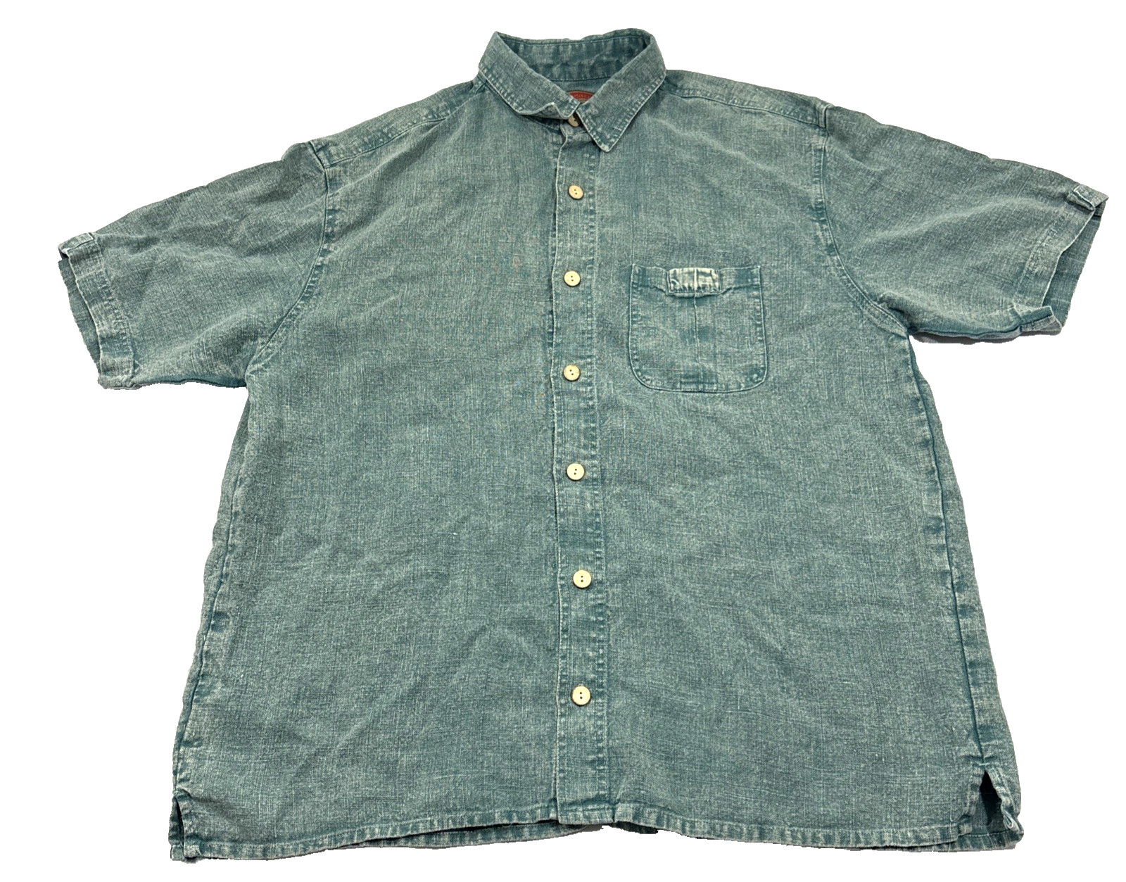 Dash Hemp Santa Cruz Camp Shirt Men’s L Seafoam Aqua 100% Hemp Surf Skate EUC