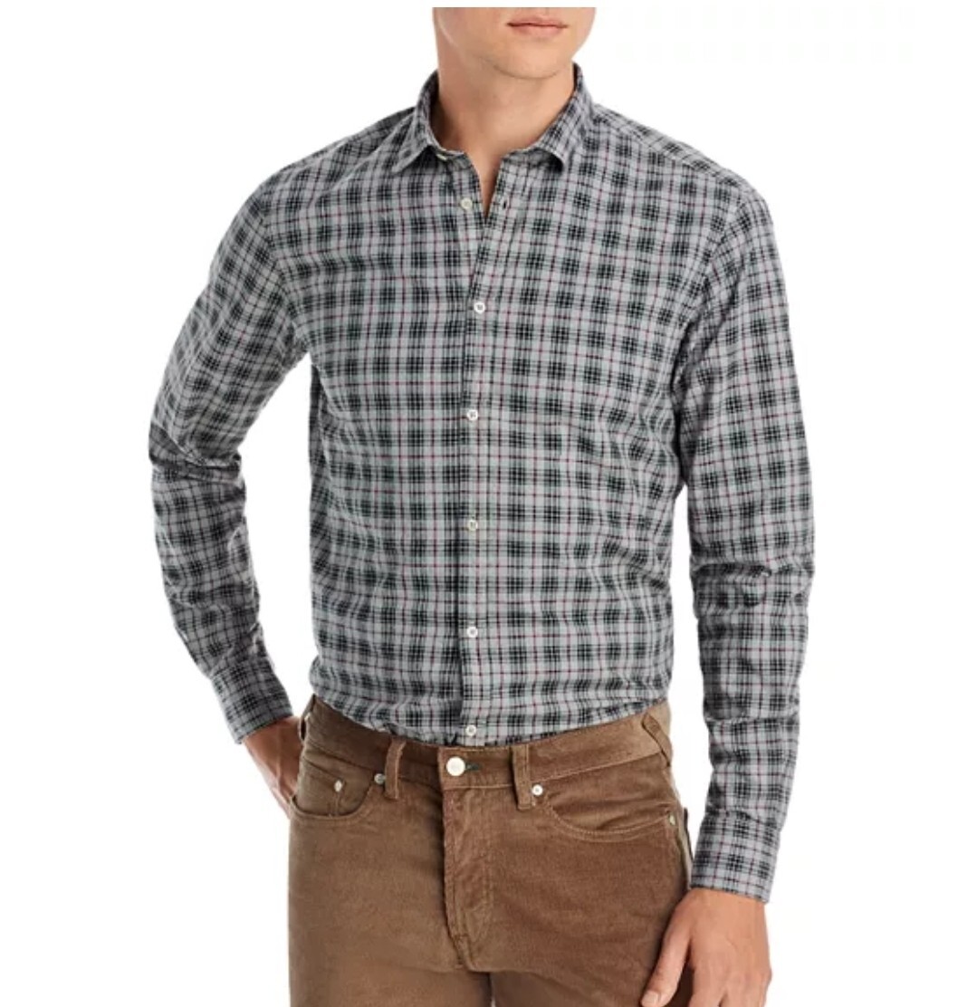 $425 Massimo Alba Men Canary Button Up Plaid Shirt