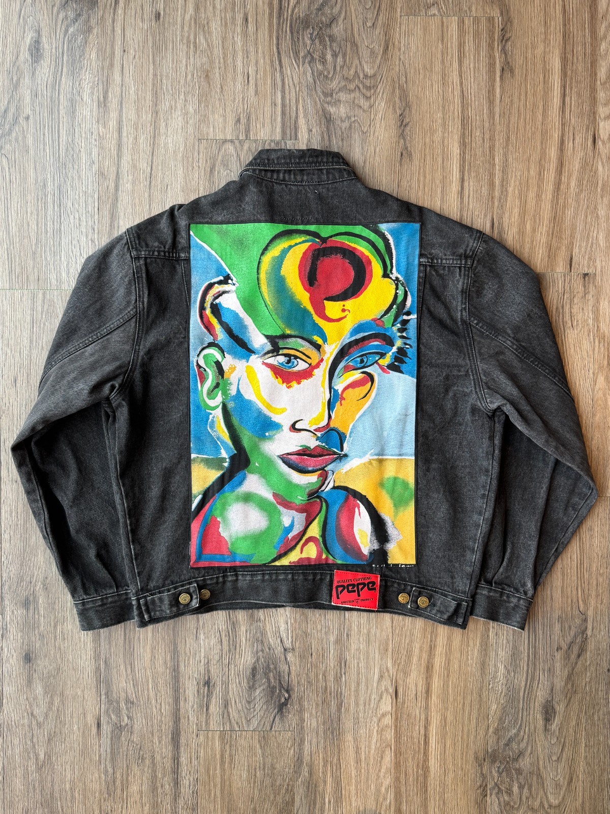 Vintage Pepe Denim Jacket Reworked 1988 Artwear Rob Shepherd