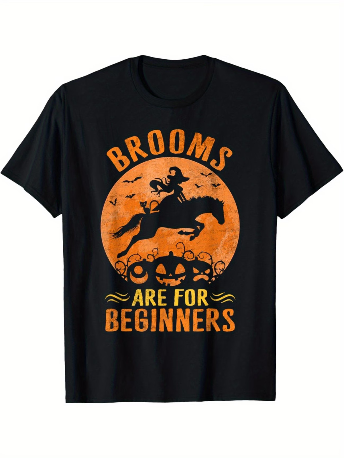 Festive Fun, Men\'s Halloween Witch & Horse Graphic T-Shirt - \