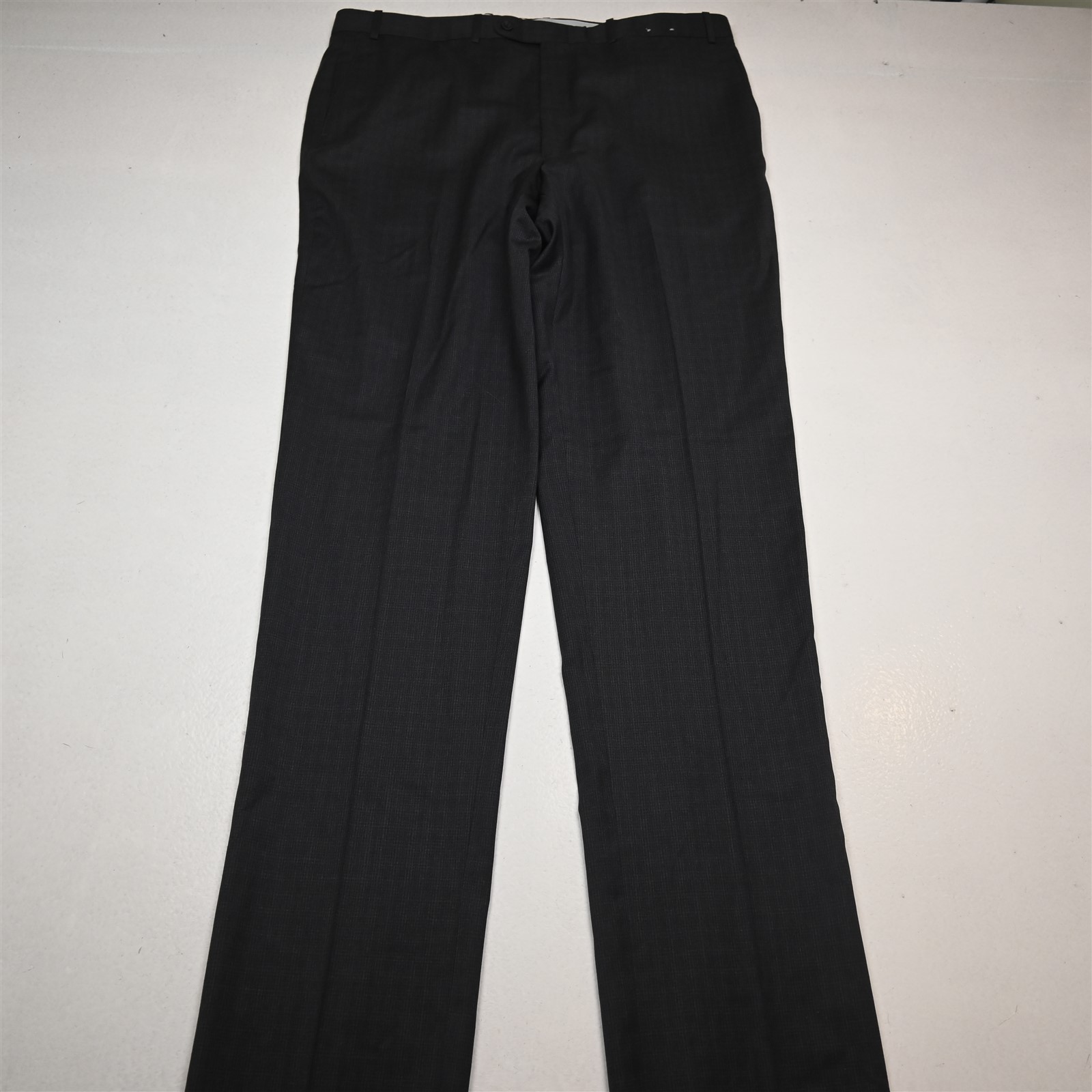 NEW Bespoke 38x40 Gray Superfine Check Flat Front Straight Dress Mens Pants
