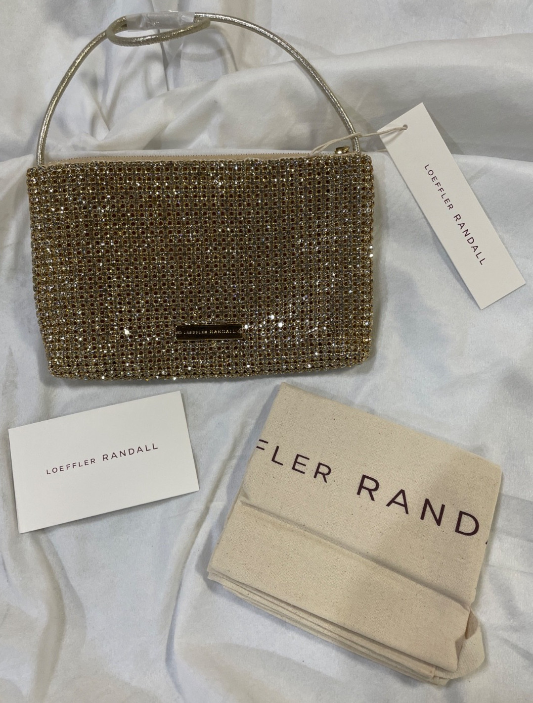 Loeffler Randall Yara Gold Diamanté Flat Clutch