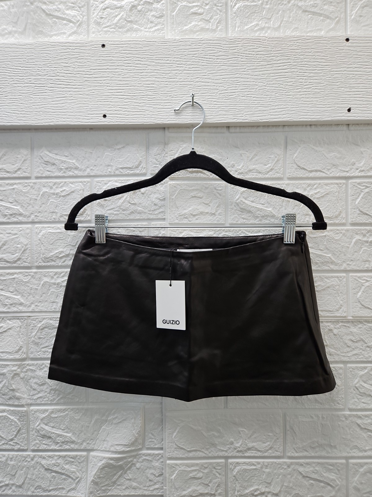 New GUIZIO Micro Mini Leather Skirt Black Sz XS