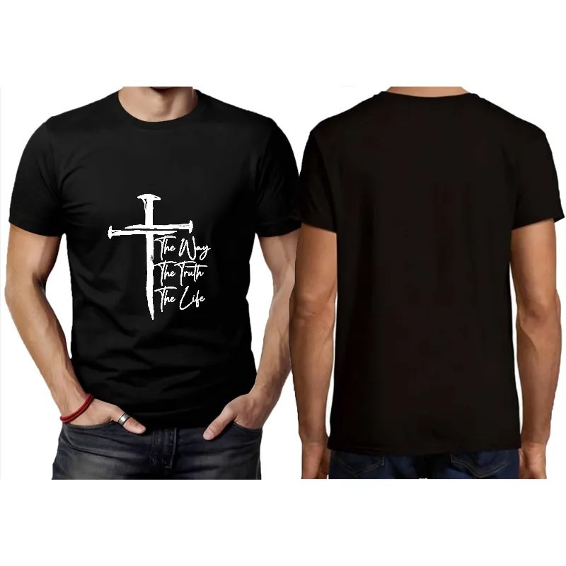 Men's Christian Faith Graphic T-Shirt - The Way The Truth The Life Cross Design
