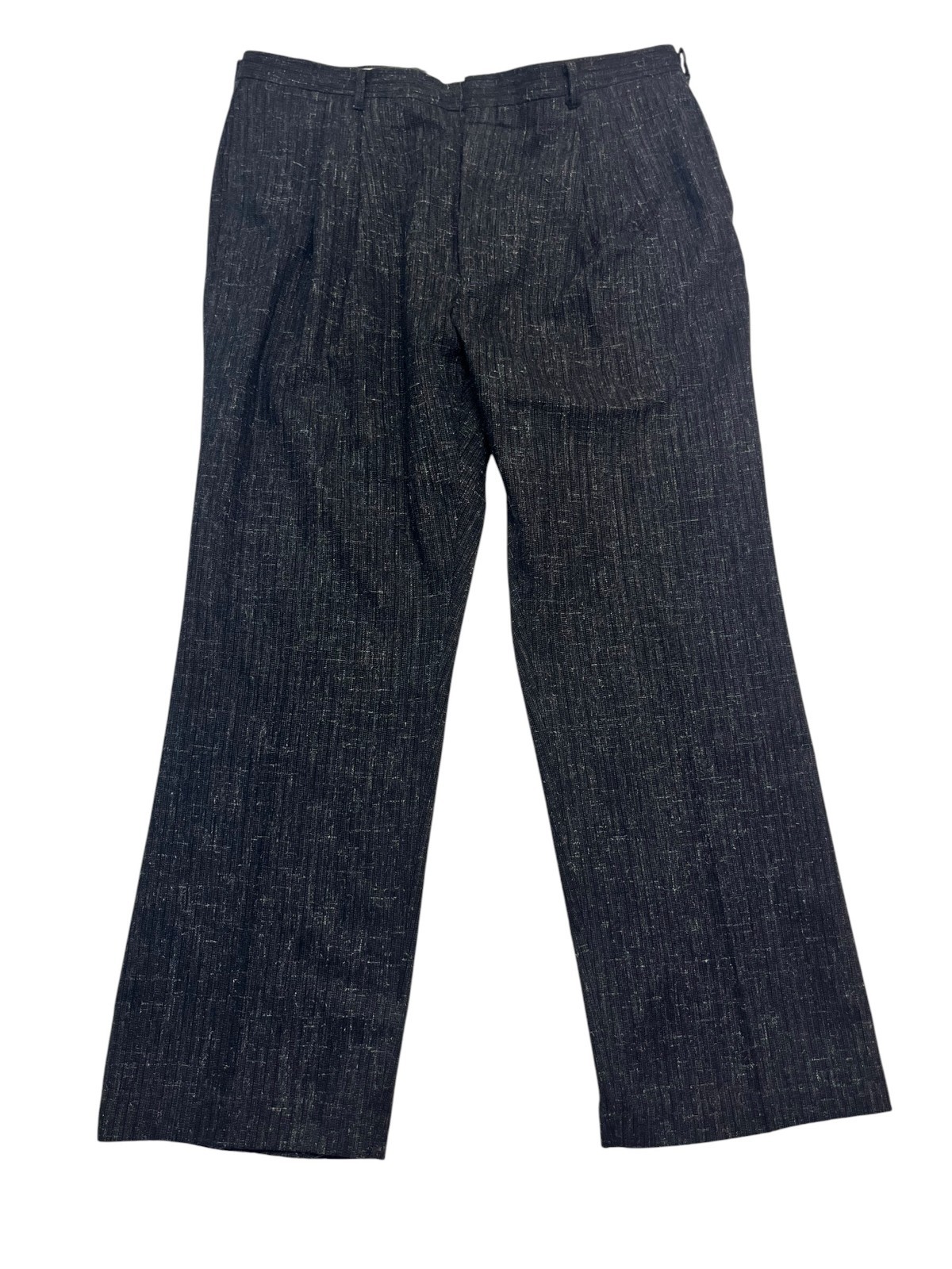 vtg 80s Monsieur Adolfo 36x30 Pants Charcoal Slub Pleated Wide Leg High Rise