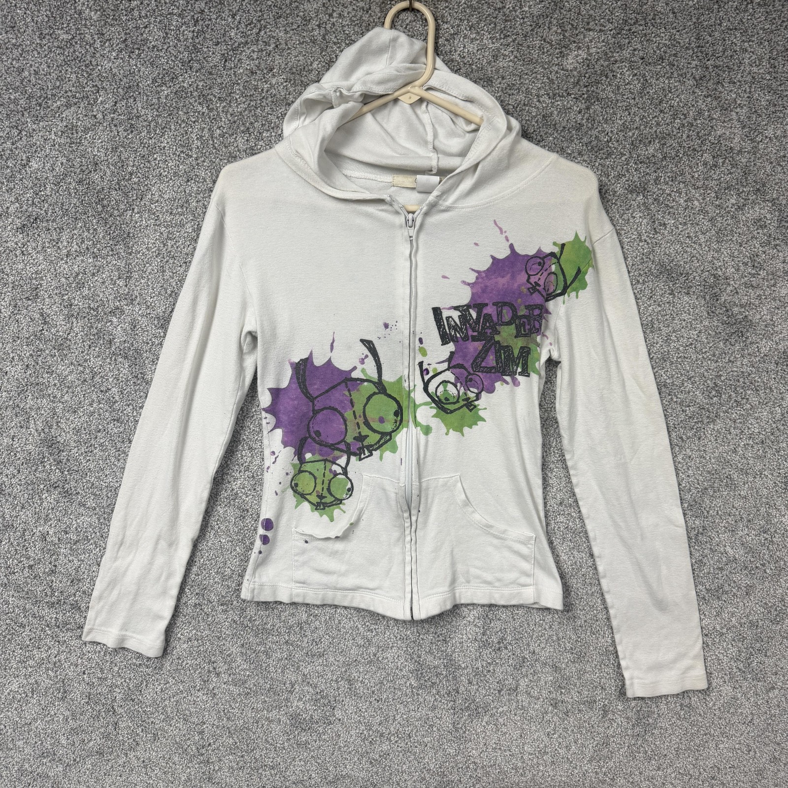 Vintage Y2K Mighty Fine Invader Zim Hoodie Juniors M Full Zip Gir Okey Dokey