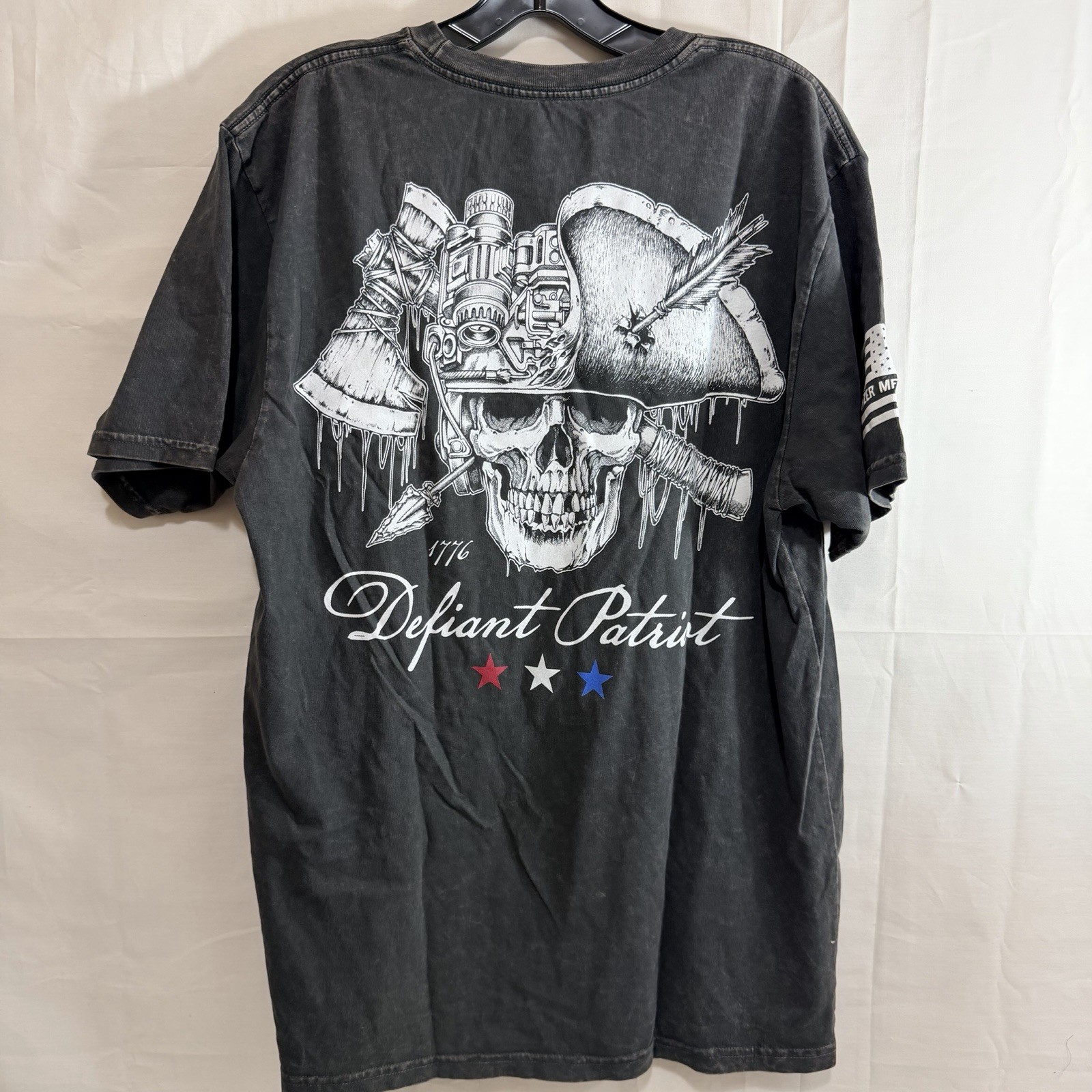 Howitzer Mens Defiant Patriot Cotton Short Sleeve T-Shirt Vintage Black Large
