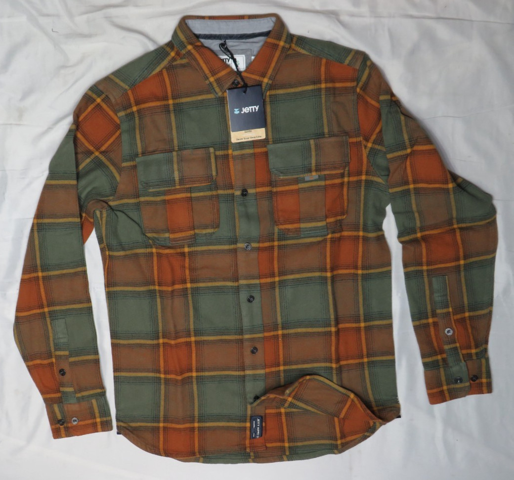 JETTY MENS S SHIRT MUSTARD PLAID ARBOR MID WT FLANNEL $79.95 100% COTTON NEW NWT