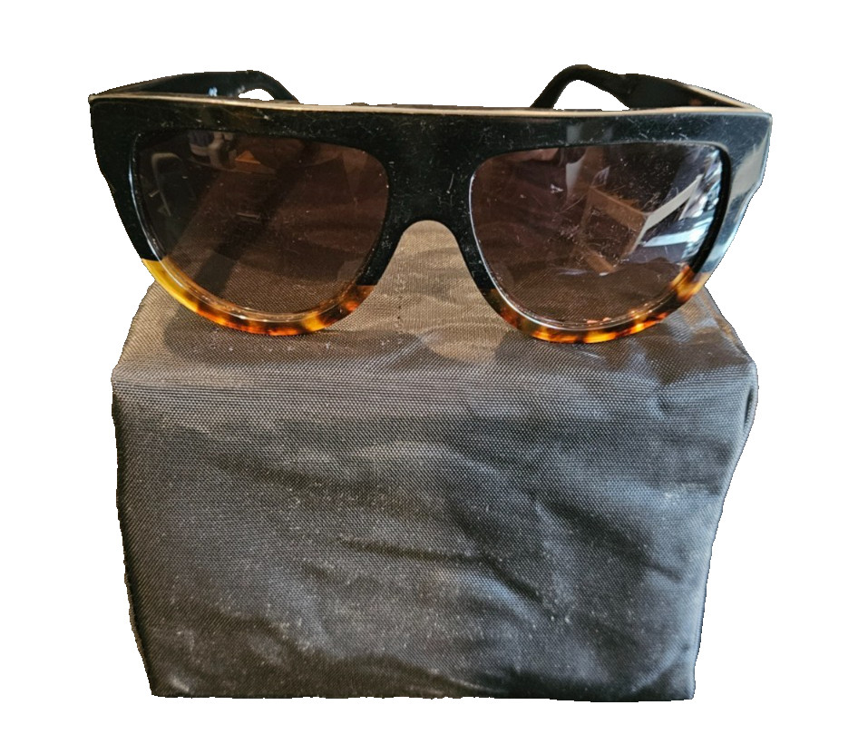RARE Celine CL40001I 05F Black w  Tortoise Brown Polarized Sunglasses 58-16-150