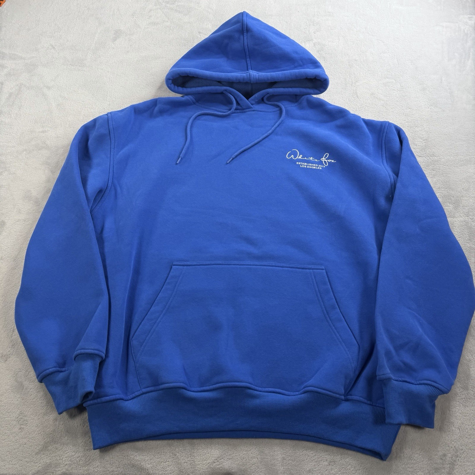 White Fox Hoodie Womens S/M Blue 2013 Pullover Fleece Sweatshirt Graphic