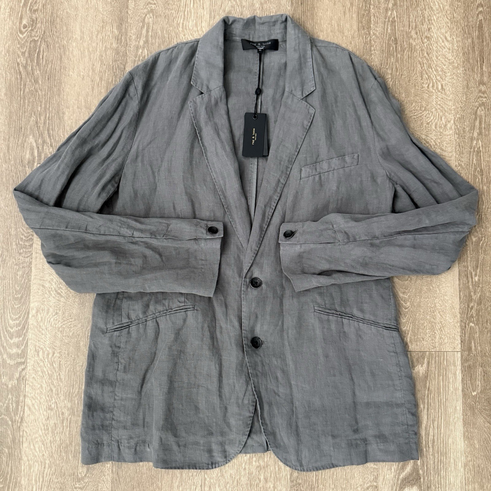 NEW Rag And Bone Butler Linen Blazer Unstructured Men’s 42 Regular Pavement Grey