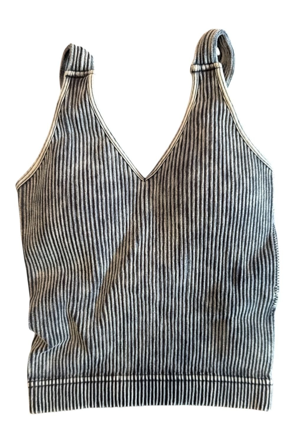 Zenana Ribbed Tank Top Size L/XL Gray Acid Wash