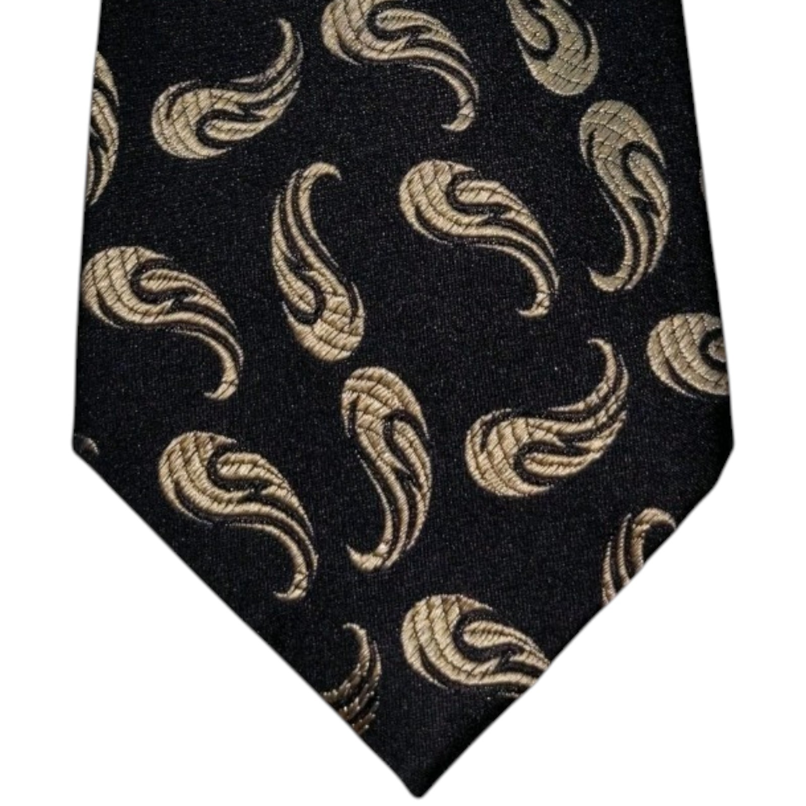 Vintage Polo Ralph Lauren Silk Necktie Mens Black Gold Paisley Designer Tie EUC