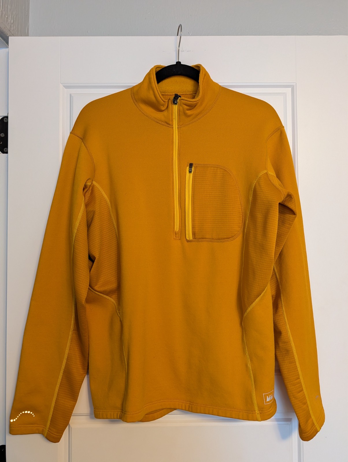 REI Mens LG Orange Fleece Shell 1/2 Zip RN 37249