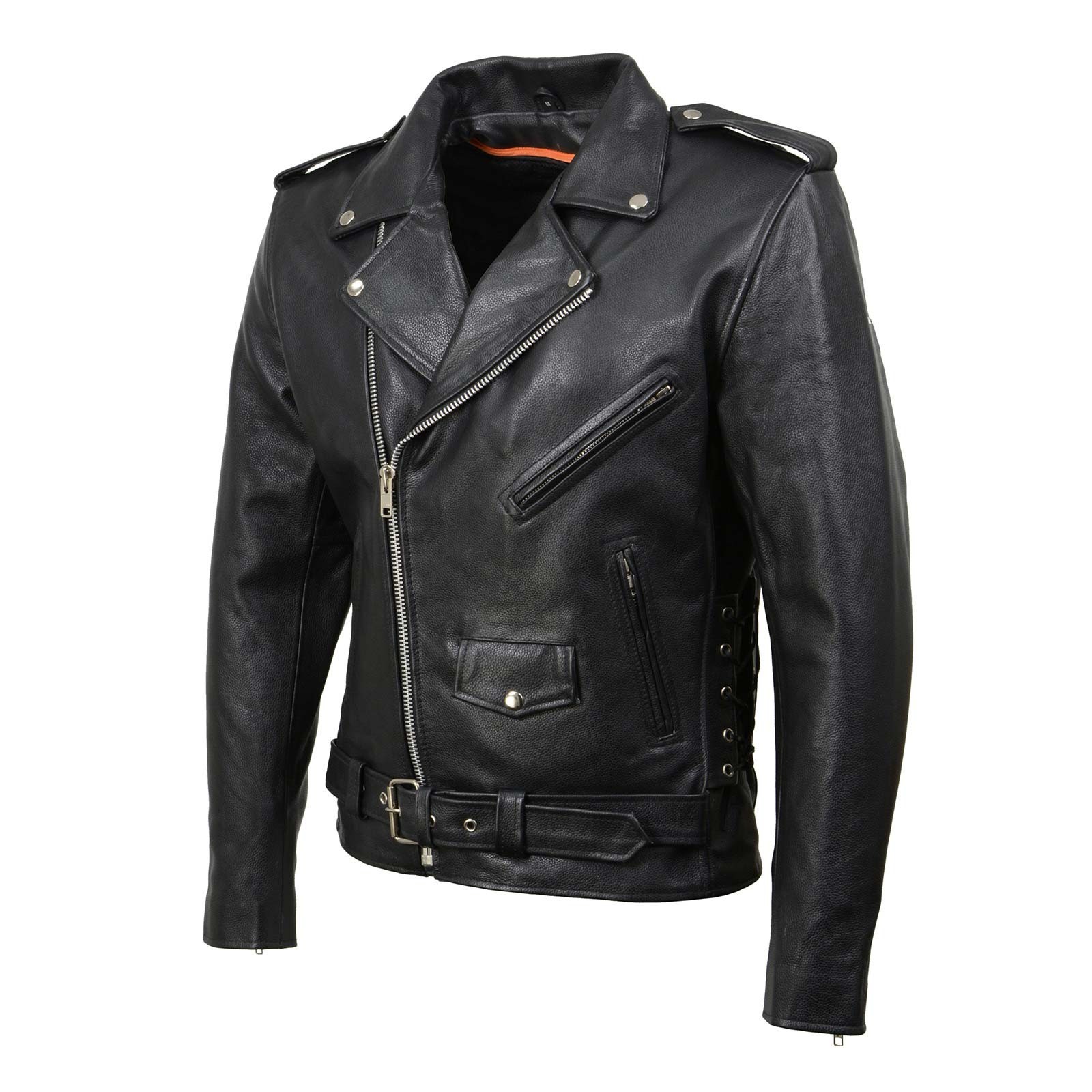Men\'s Classic Brando Premium Leather Black Motorcycle Biker Rider Jacket