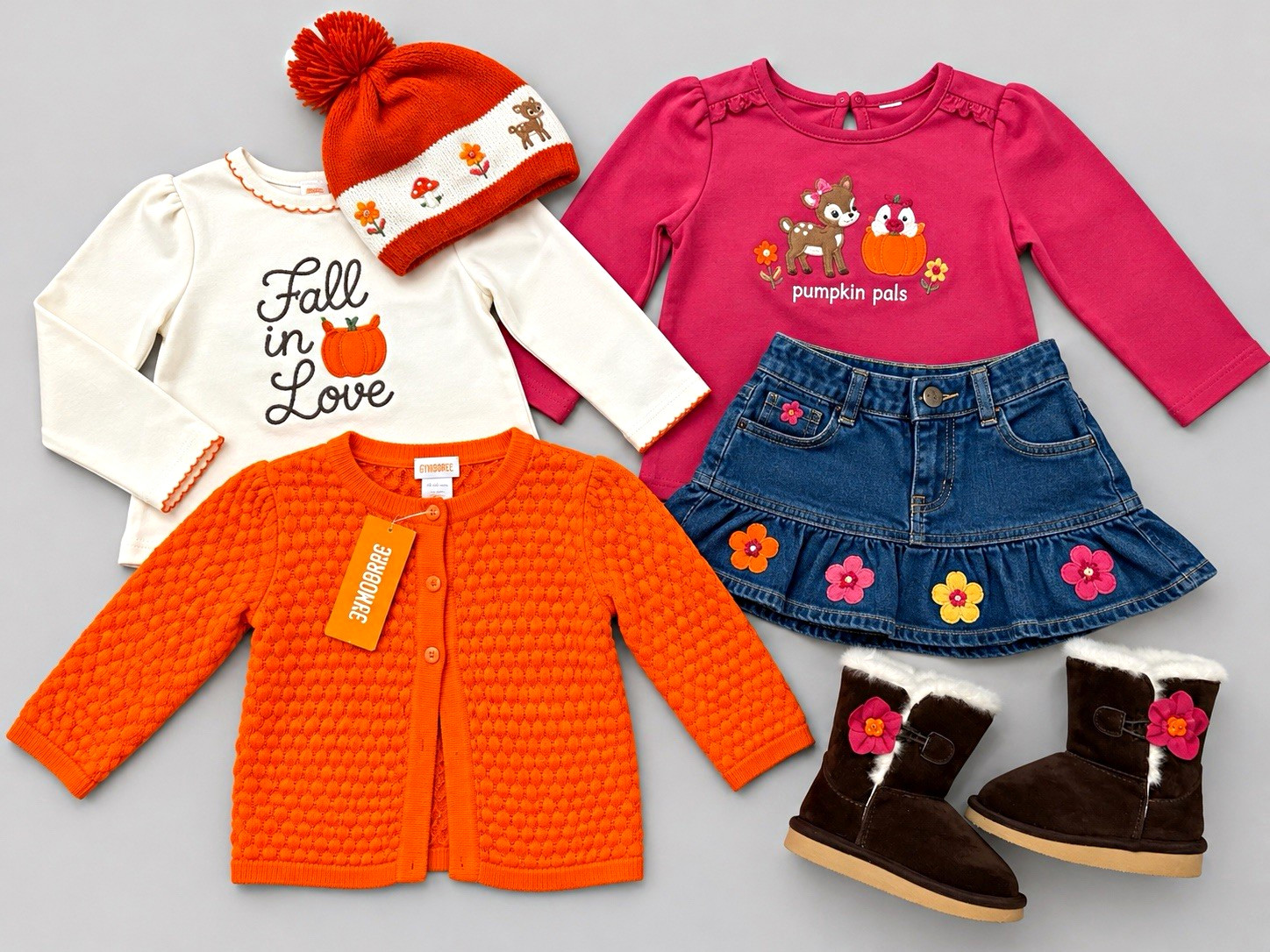 Gymboree Fall Pumpkin Pals Girls 6pc Lot 18-24M Boots NWT Cardigan