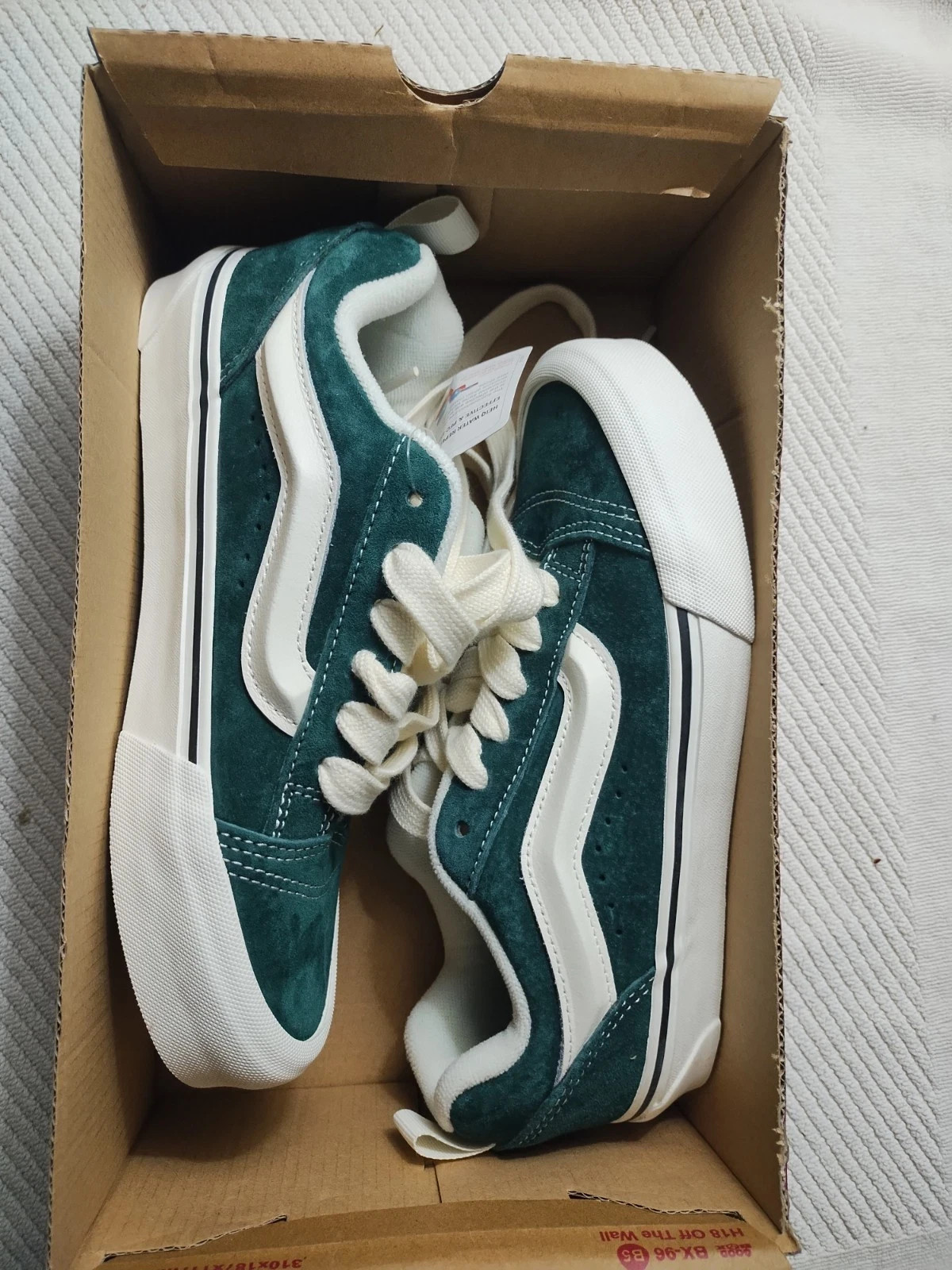 Vans Knu Skool Sneakers Pig Suede Green/White VN000CS0CX2 - Mens 6.5 Womens 8