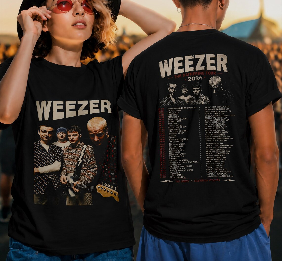 Weezer The Gathering Tour 2026 Concert T-Shirt, Vintage Alternative Rock Tee