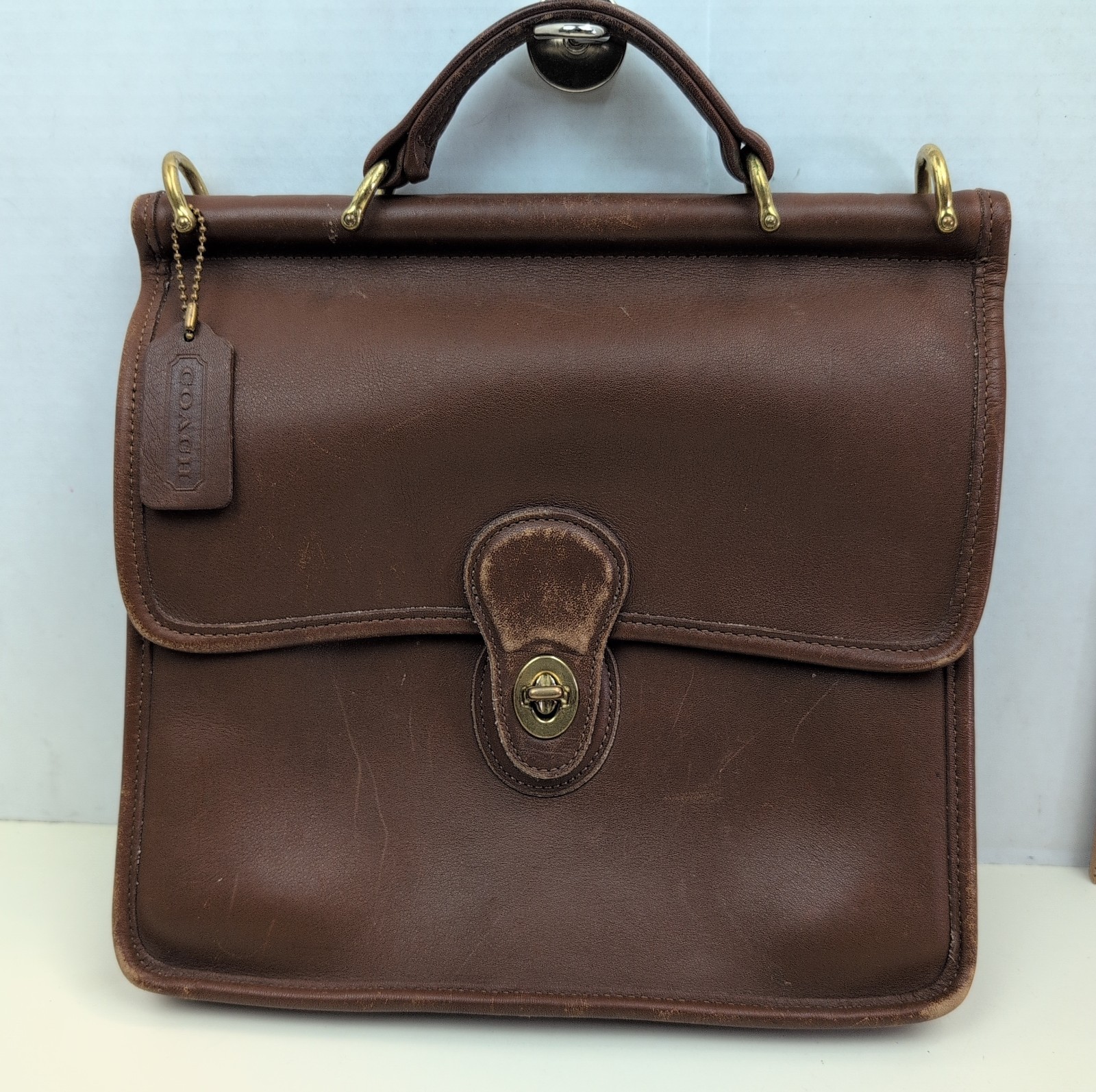 Vintage Coach Willis 9927 Brown Leather Crossbody Satchel Handbag Brass Damaged