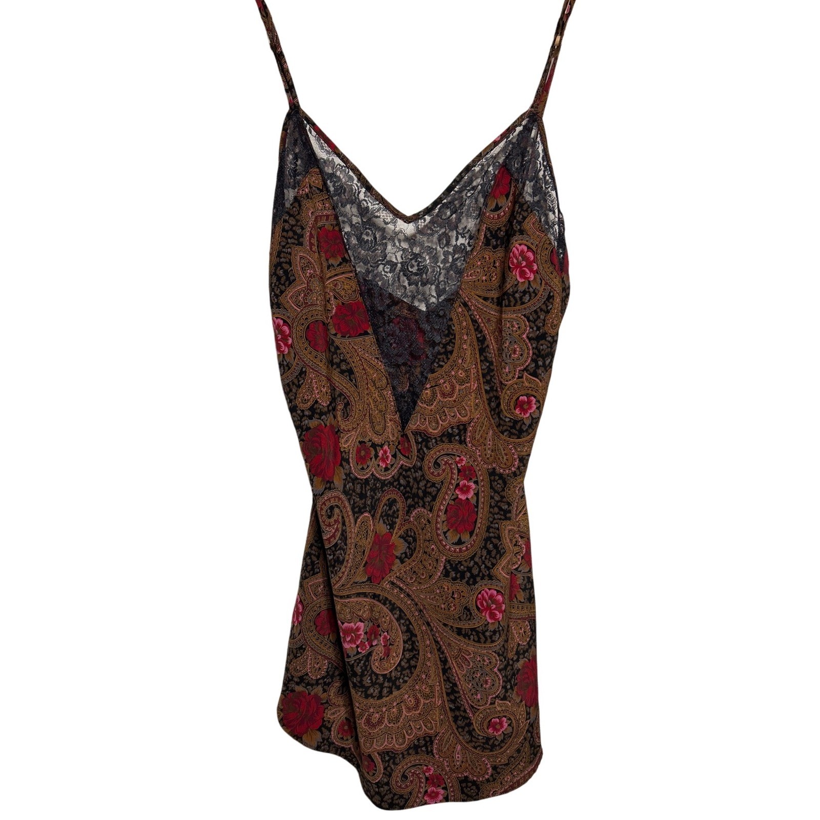 VTG Victoria\'s Secret Paisley Floral Lace Slip Intimate Sleepwear Sz Medium EUC