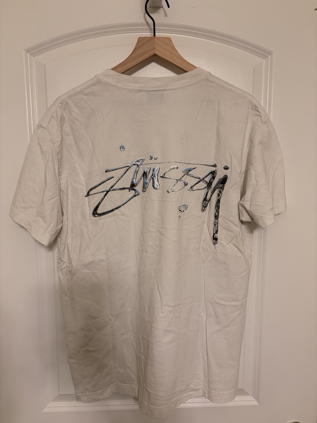 Stussy Mercury Liquid Chrome Logo Grey Size L White
