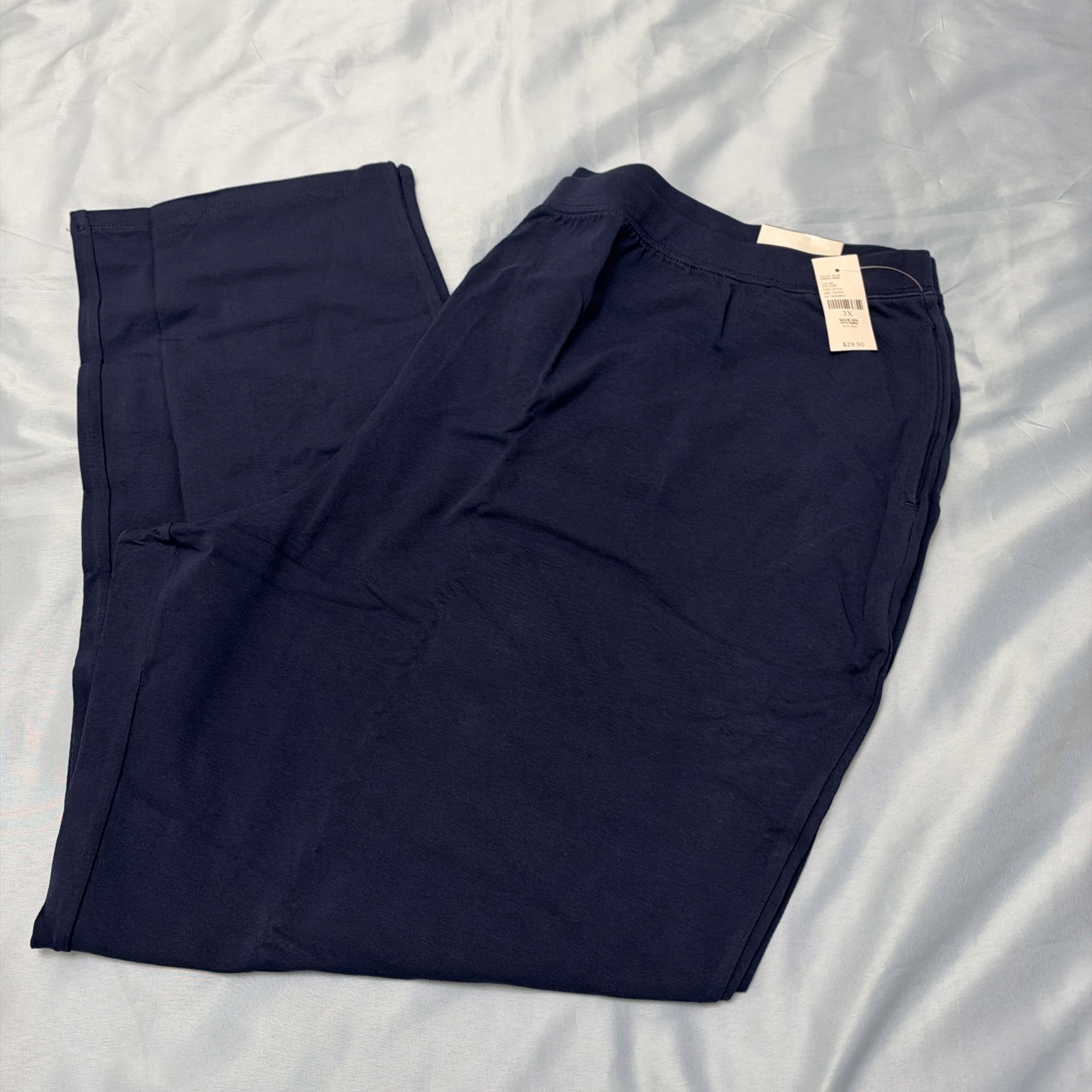 Catherines Suprema Women’s 3X 26/28W Blue Stretch Cotton Pants NWT Relaxed Fit