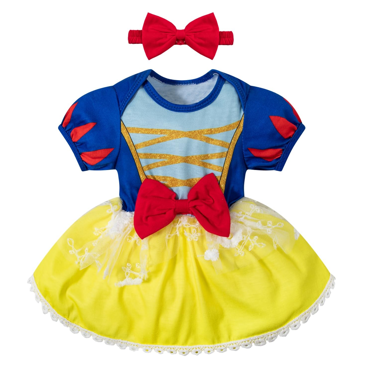 Baby Girls Halloween Princess Costume Dress Birthday Yellow（6-12M）