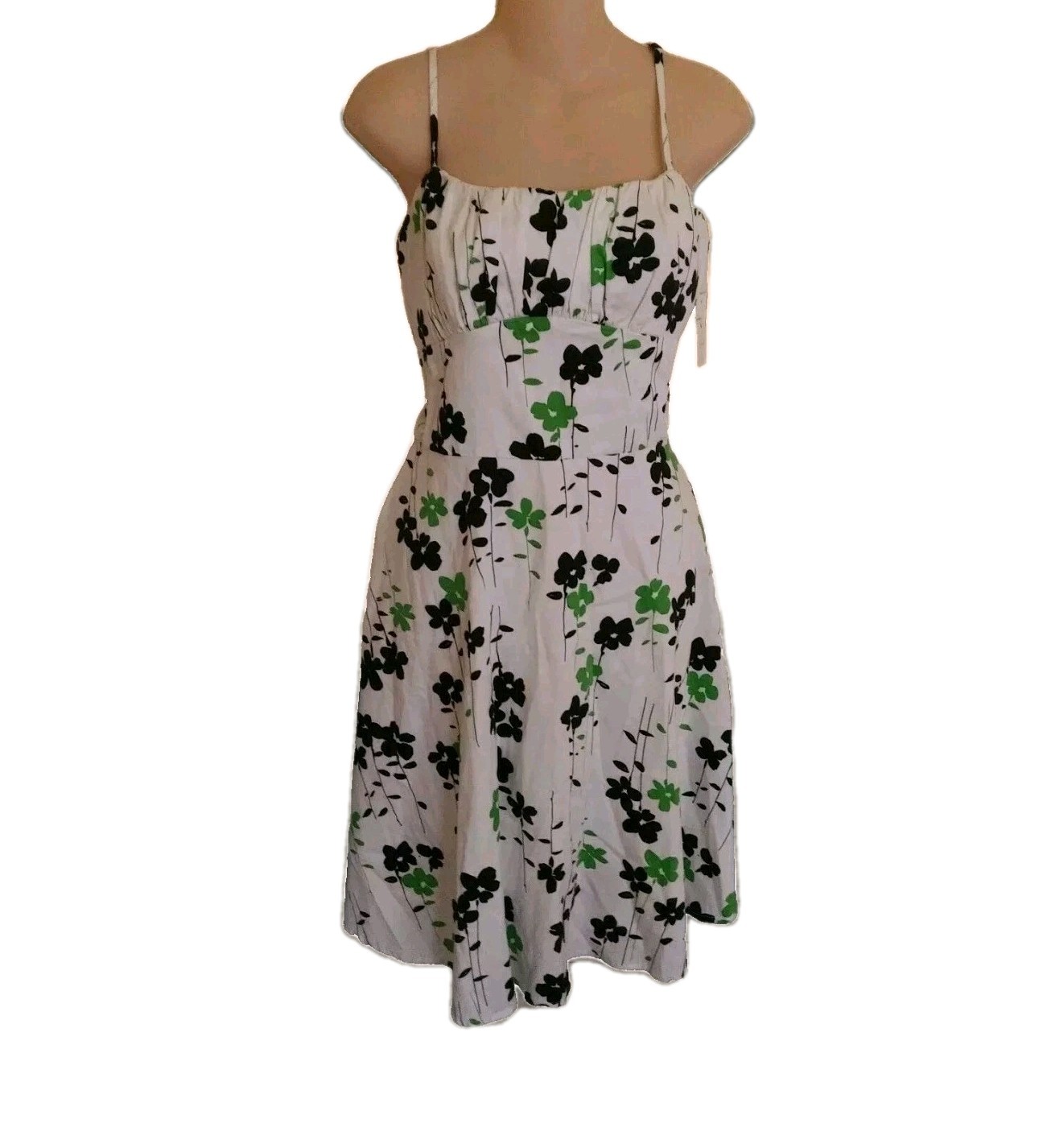 NWT $50 Alyn Paige Womens Size 10 Blue Green & White Cotton Sundress Dress Lined
