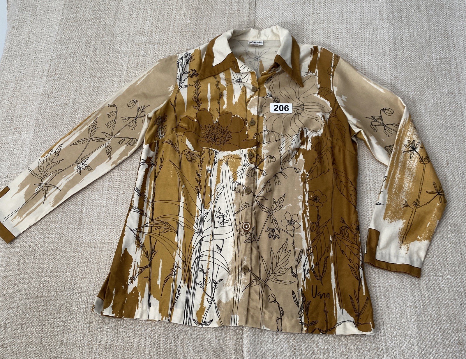 Vintage VERA NEUMANN Floral Cotton LS Shirt Blouse Shirt Sz 14 