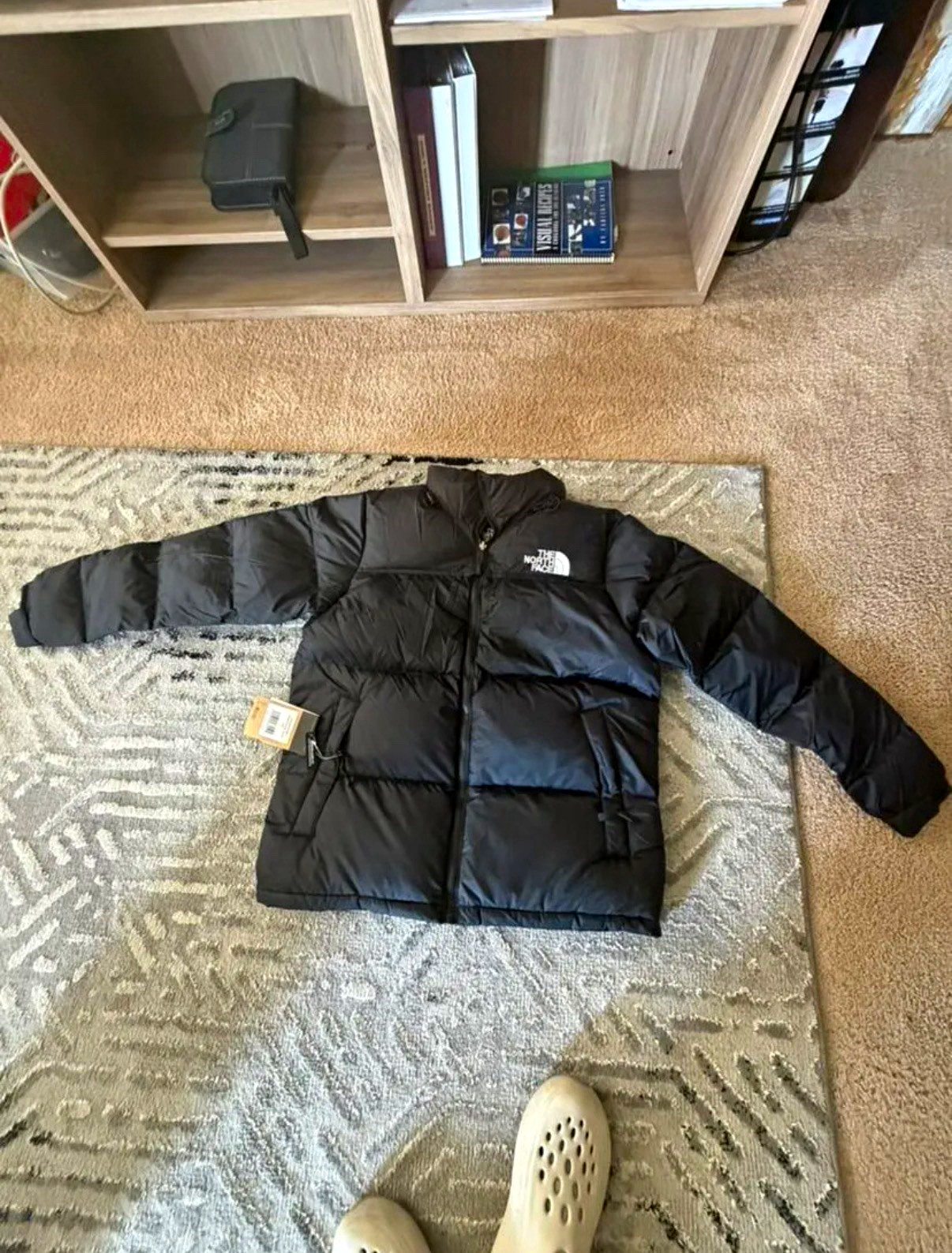 The North Face Nuptse Men\'s Black Down Puffer Jacket Full Zip Stand-Up Collar L