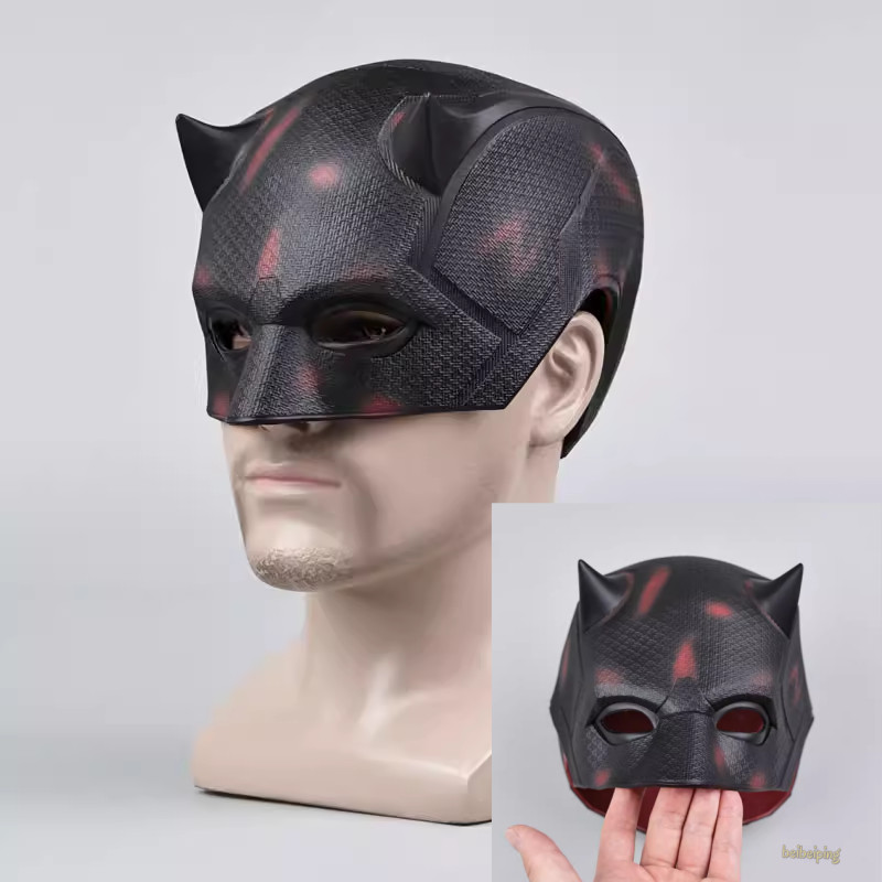 Black Daredevil Reborn Mask 3D Soft PVC Cosplay Helmet Halloween Mask Props 1PC